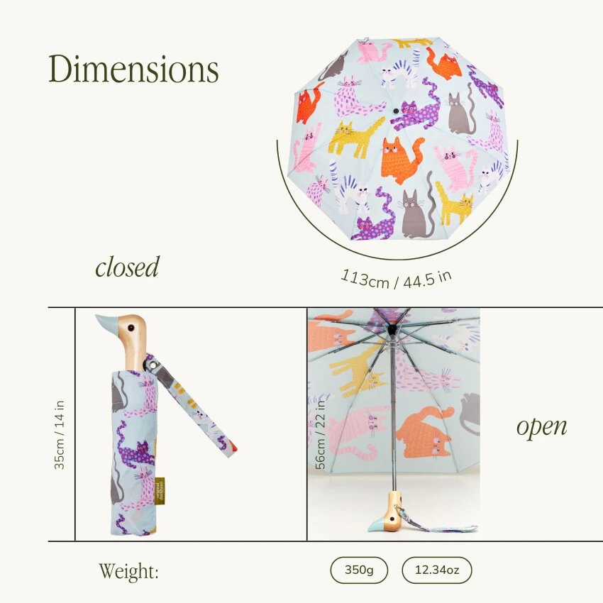 Original Duckhead Duck Kompakt Şemsiye Arty Cats Ice