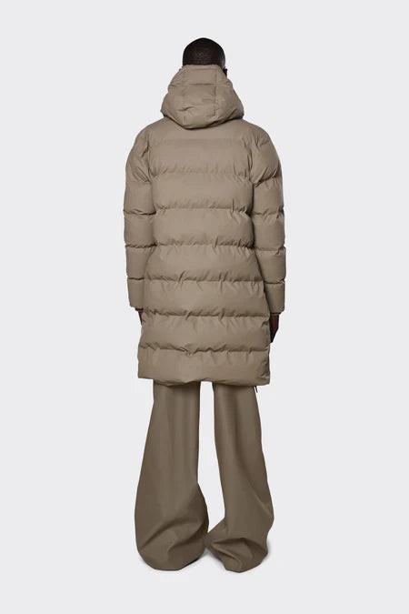 Rains Long Puffer Jacket Taupe