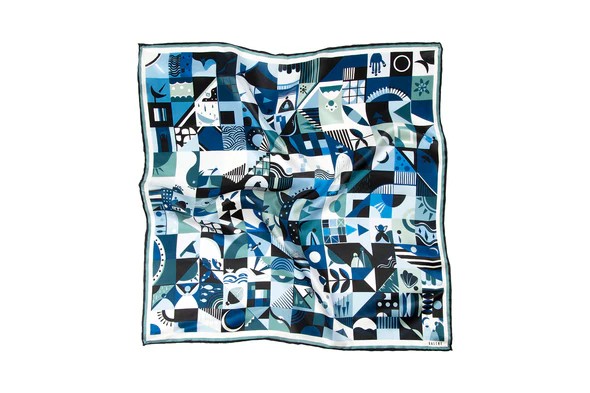 Galene Brand Crossword-B %100 Saten İpek Fular 60x60