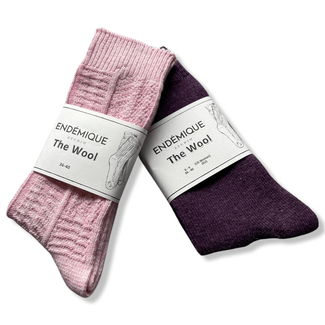 Endémique Studio The Wool Plain Pearl-Kadın Çorap