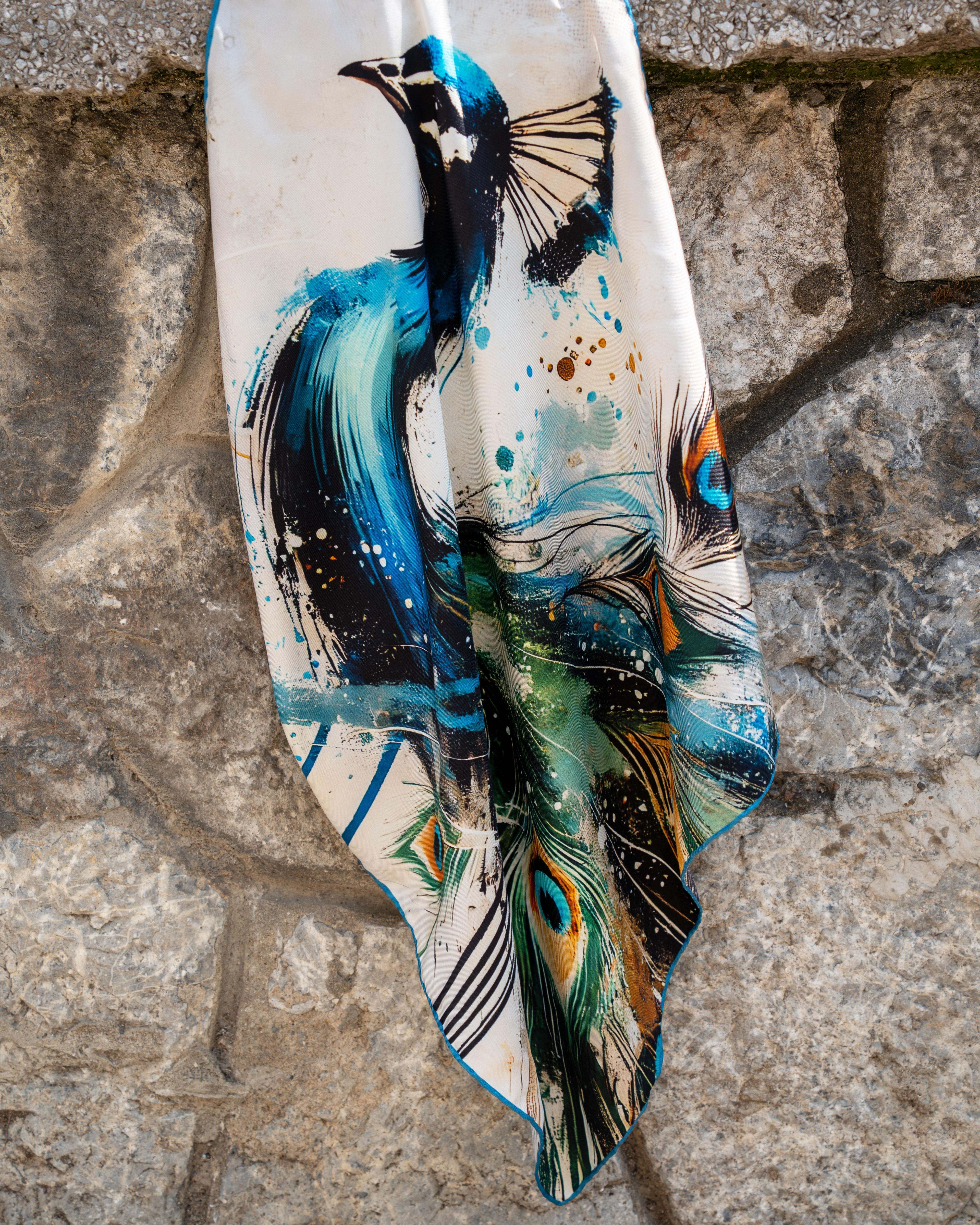 Veloute Peacock Grace İpek Fular