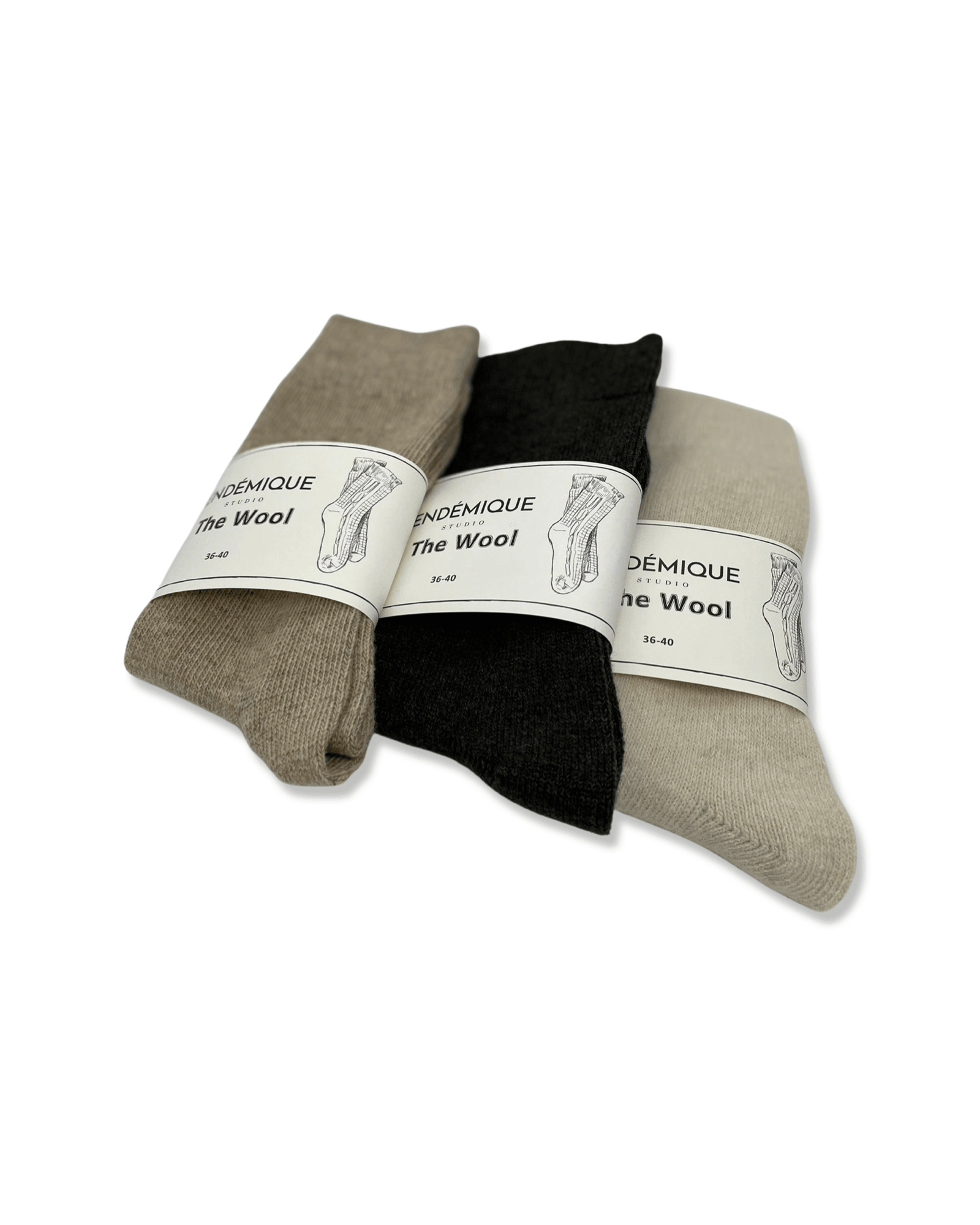 Endémique Studio The Wool Plain Charcoal-Kadın Çorap