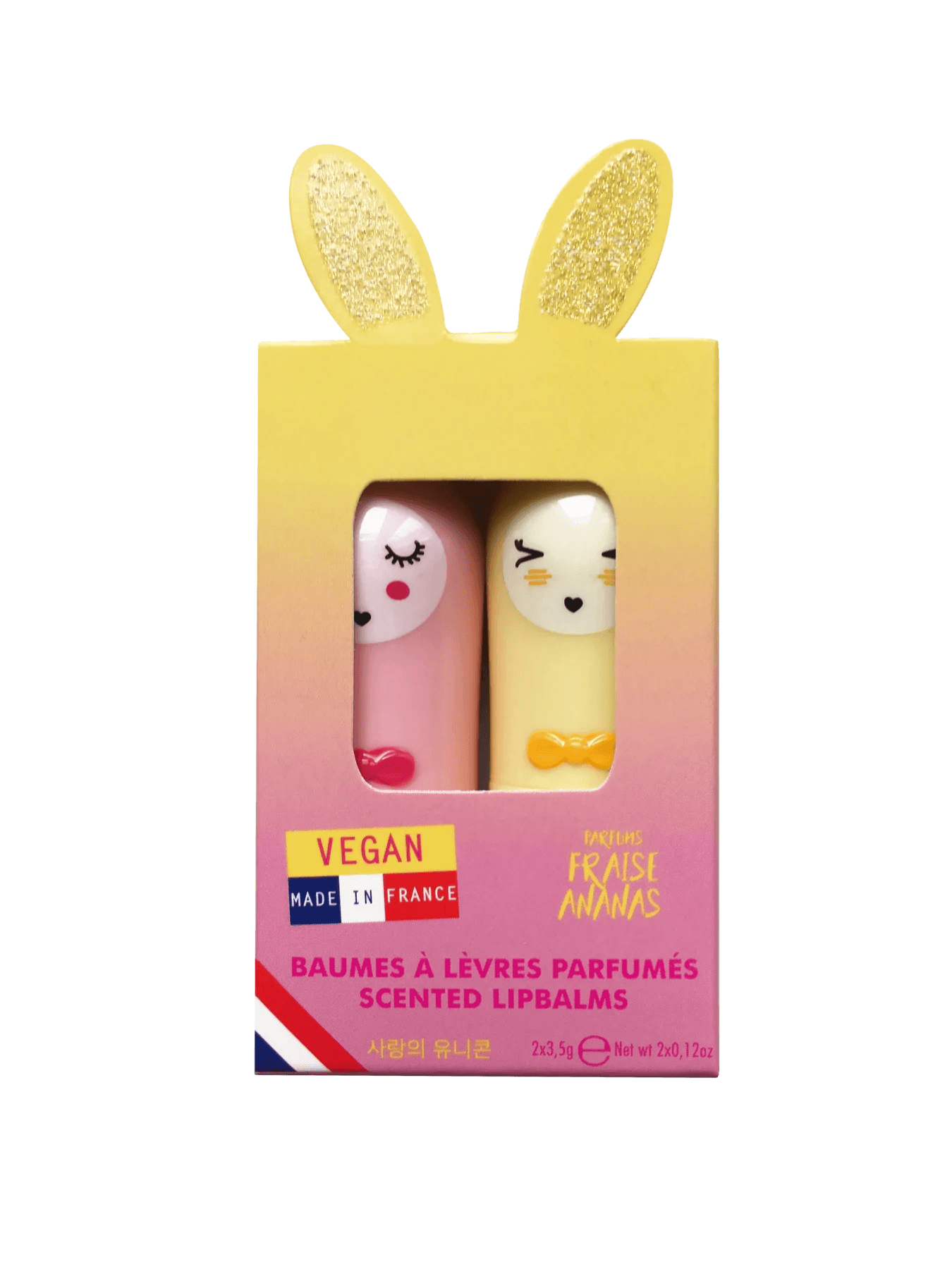 INUWET- Duo Glitter Gold Californie Lip Balm/ Ananas and Fraise (İkili Set)