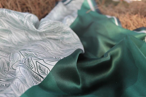 Galene Brand Green Wave %100 Saten İpek Fular 60x60
