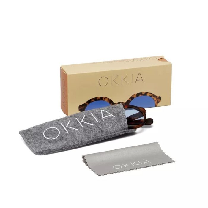 Okkia Lauro Unisex Yuvarlak Klasik Havana Güneş Gözlüğü Mavi Gradyan