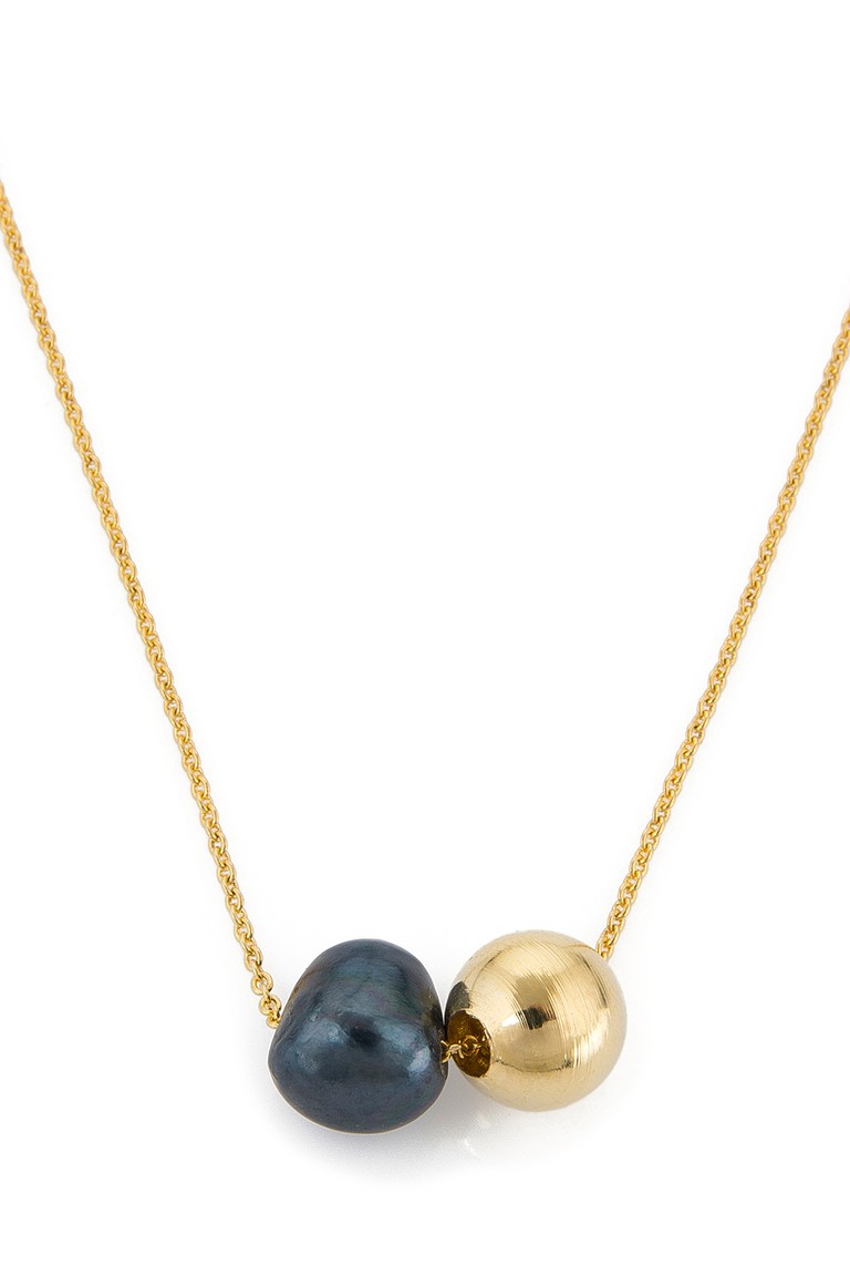 Miklan Navy Pearl Gold Kolye