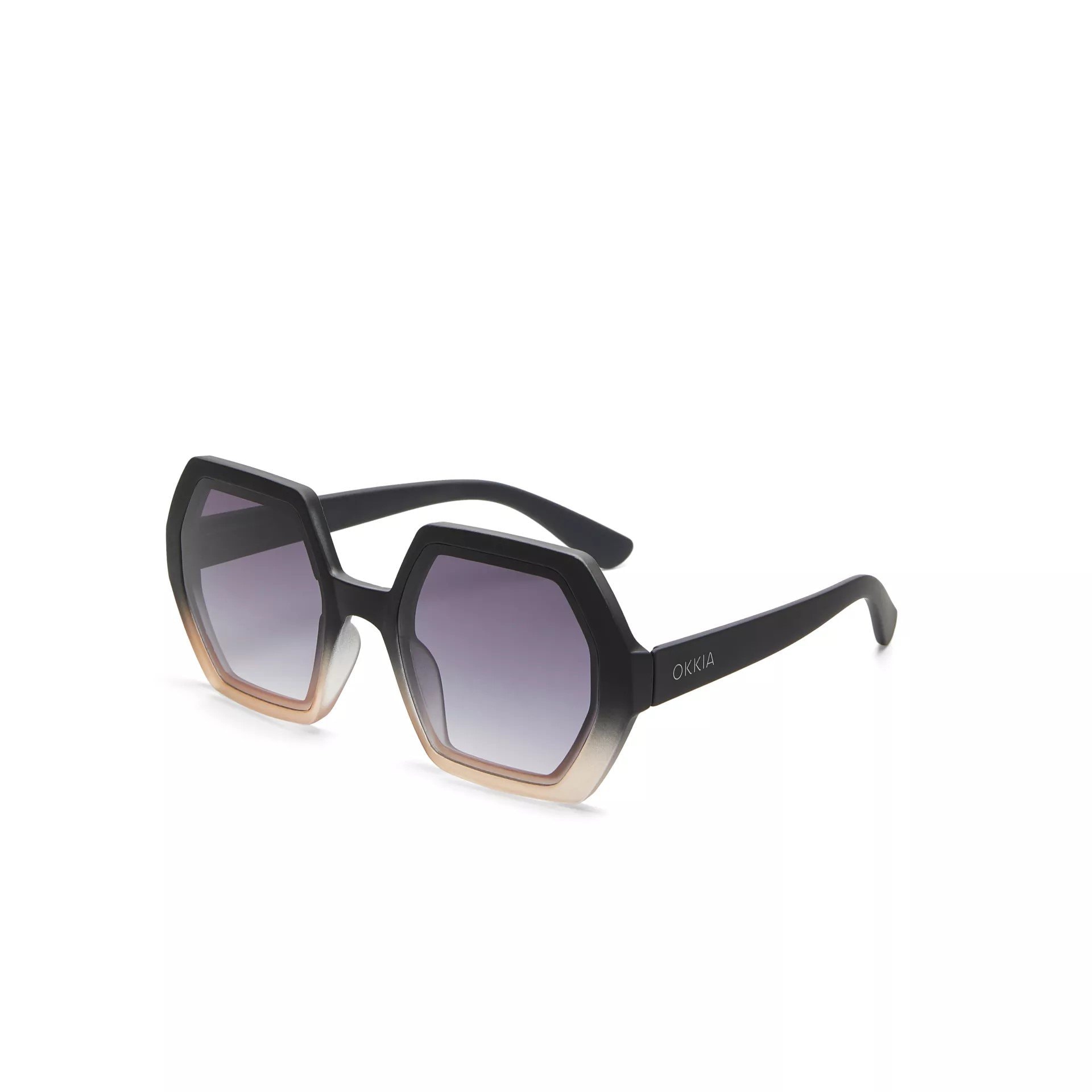 Okkia Emma Big Hexagonal Unisex Güneş Gözlüğü Siyah Rose