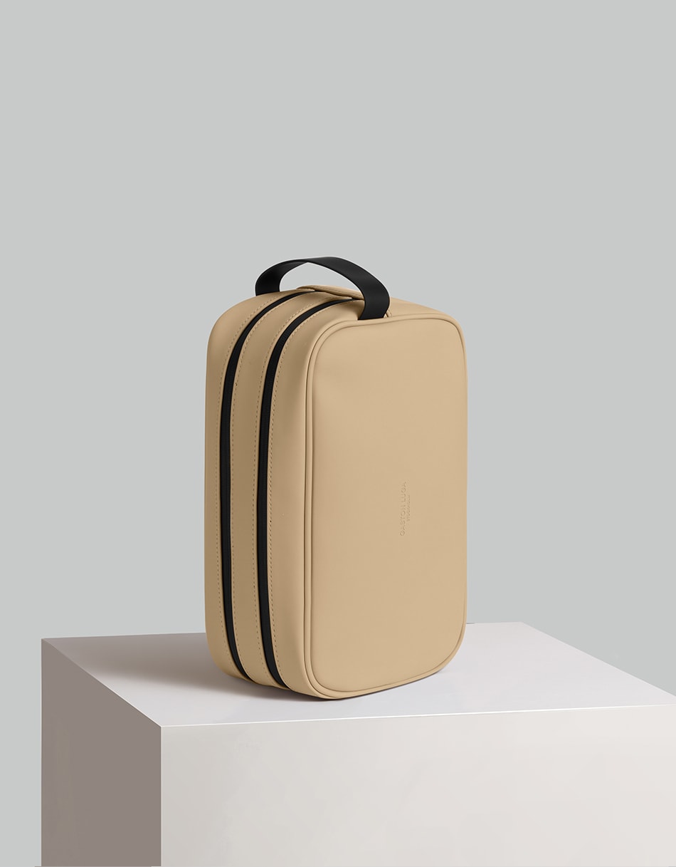 Gaston Luga Spläsh Toiletry Double Zipped Bag - Latte