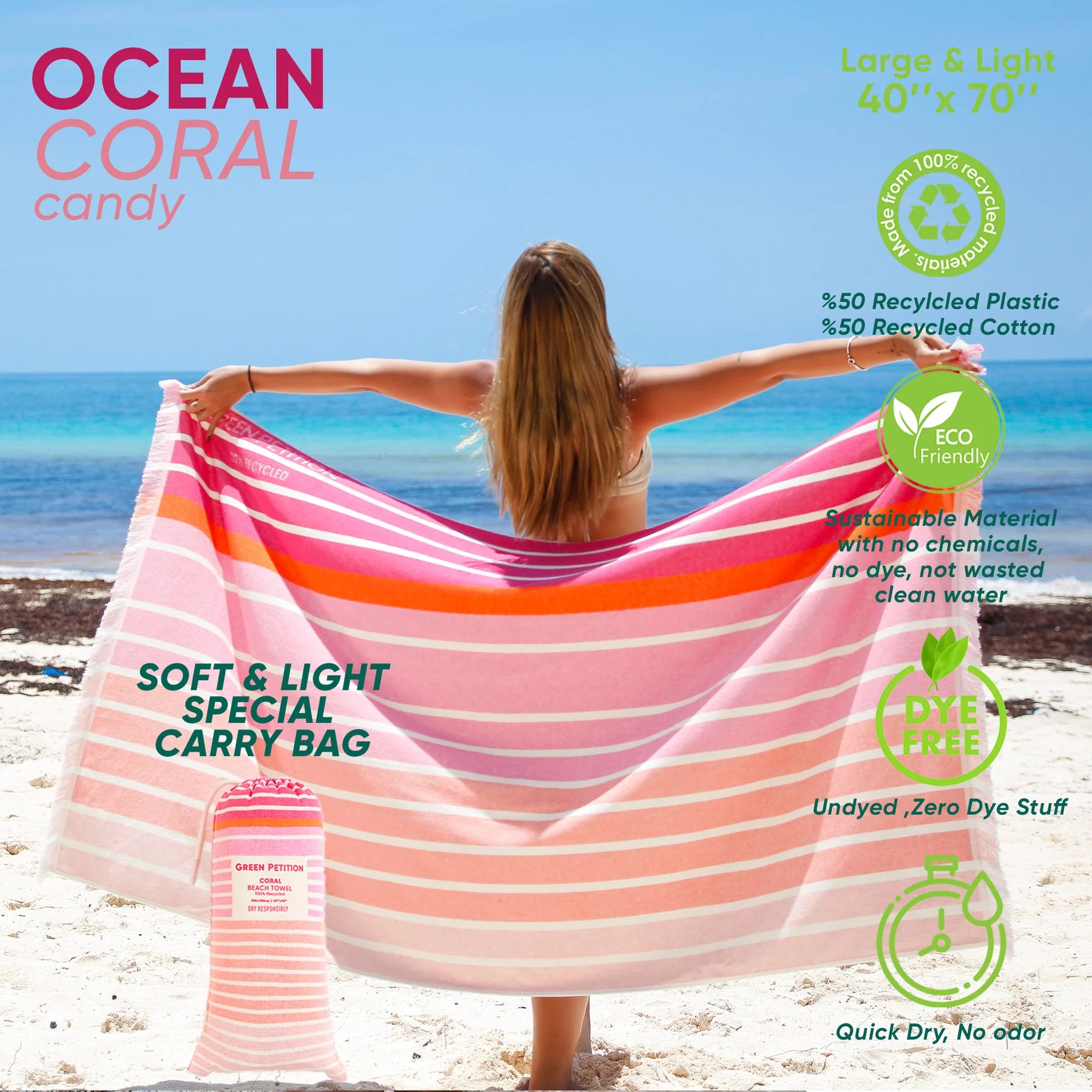 Green Petition Ocean Coral Candy Plaj Havlusu