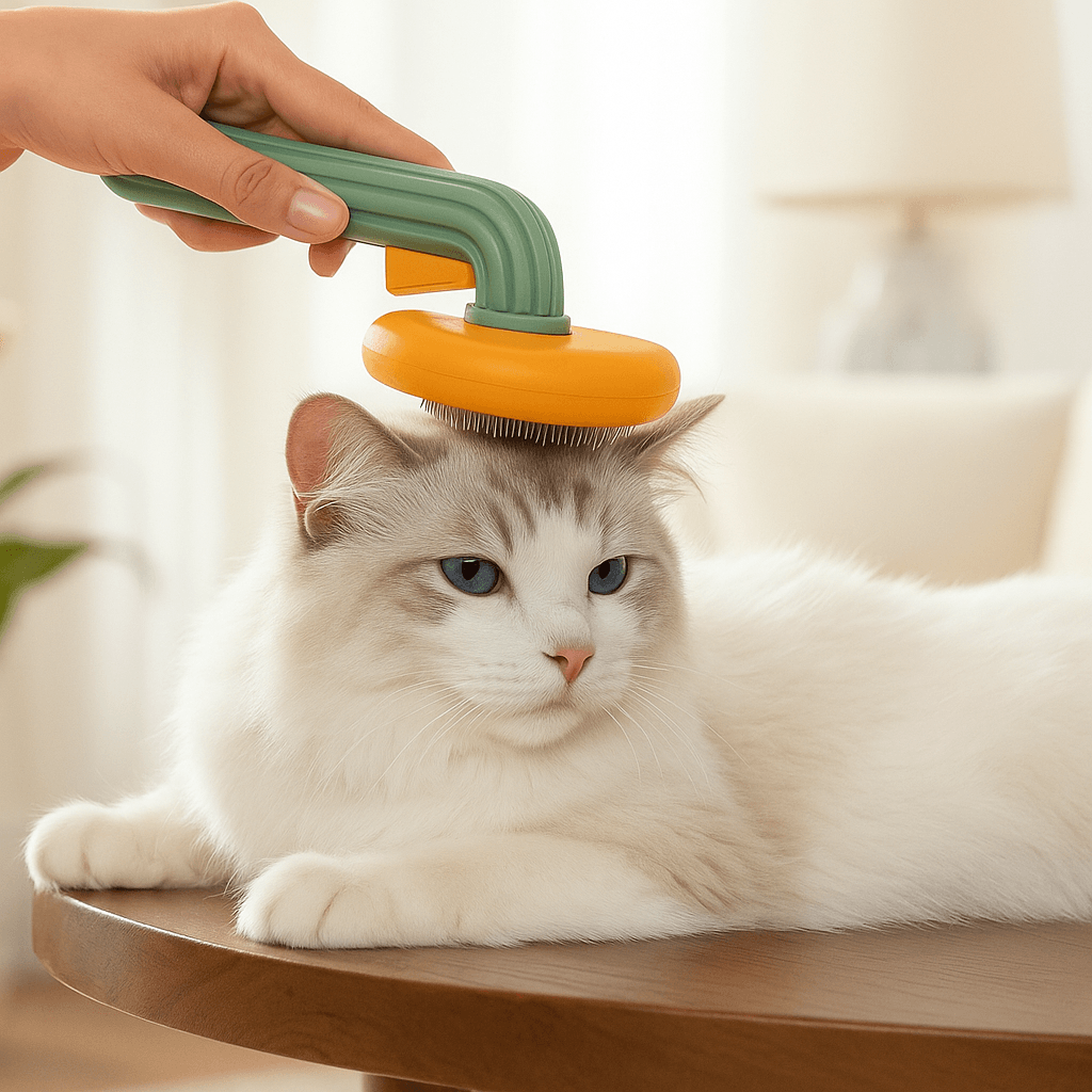 Kabak Tasarım Basmalı Otomatik Temizlenen Kedi Köpek Fırçası Tüy Toplayıcı Tarak