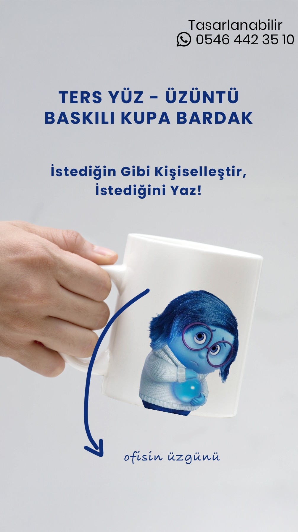 Ters Yüz Üzüntü Baskılı Kupa Bardak