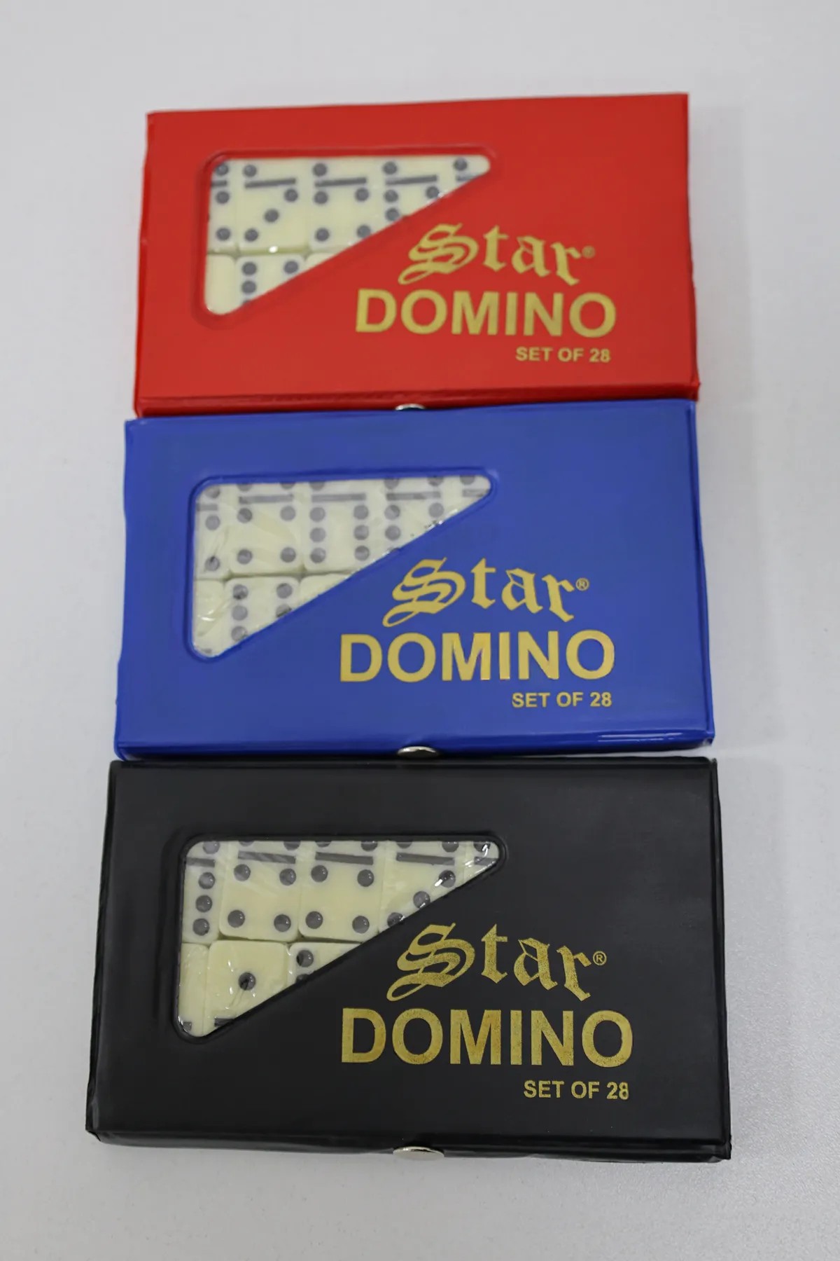 Star Oyun Orta Boy Çantalı Seramik Kemik Domino Taşı Seti Taş Boyu 4x2cm