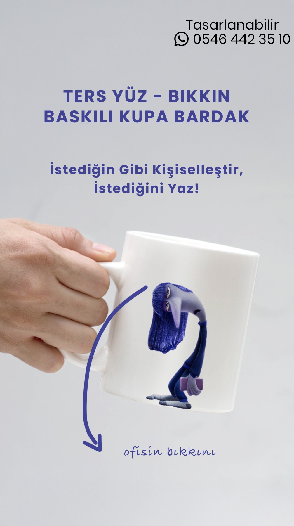 Ters Yüz Bıkkın Baskılı Kupa Bardak