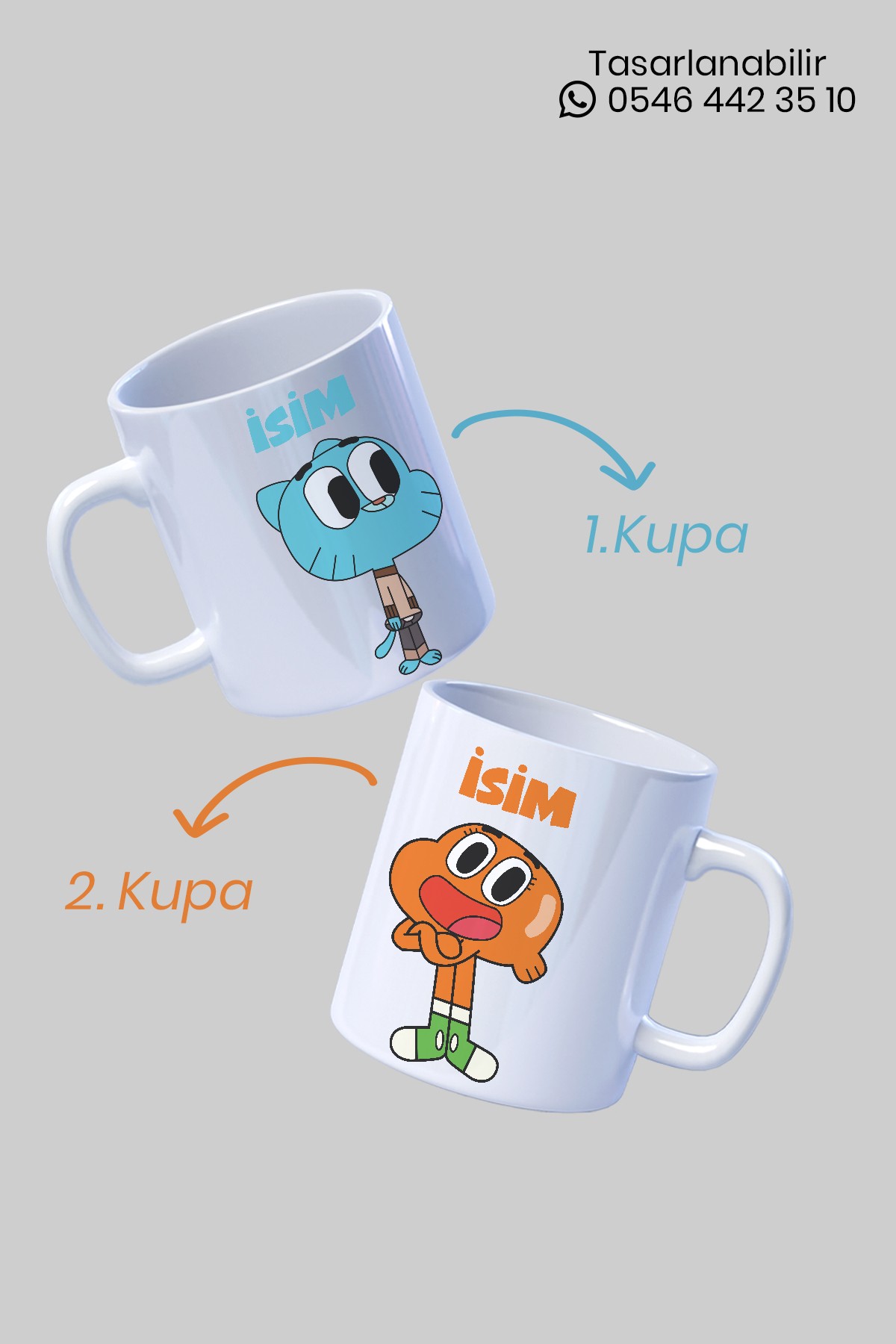 İsime Özel Gumbal Ve Darwin Baskılı Kupa Bardak