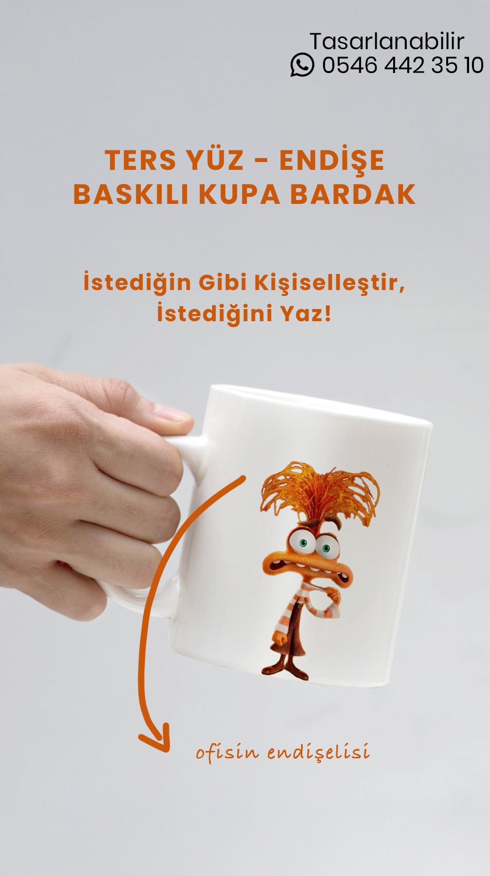 Ters Yüz Endişe Baskılı Kupa Bardak