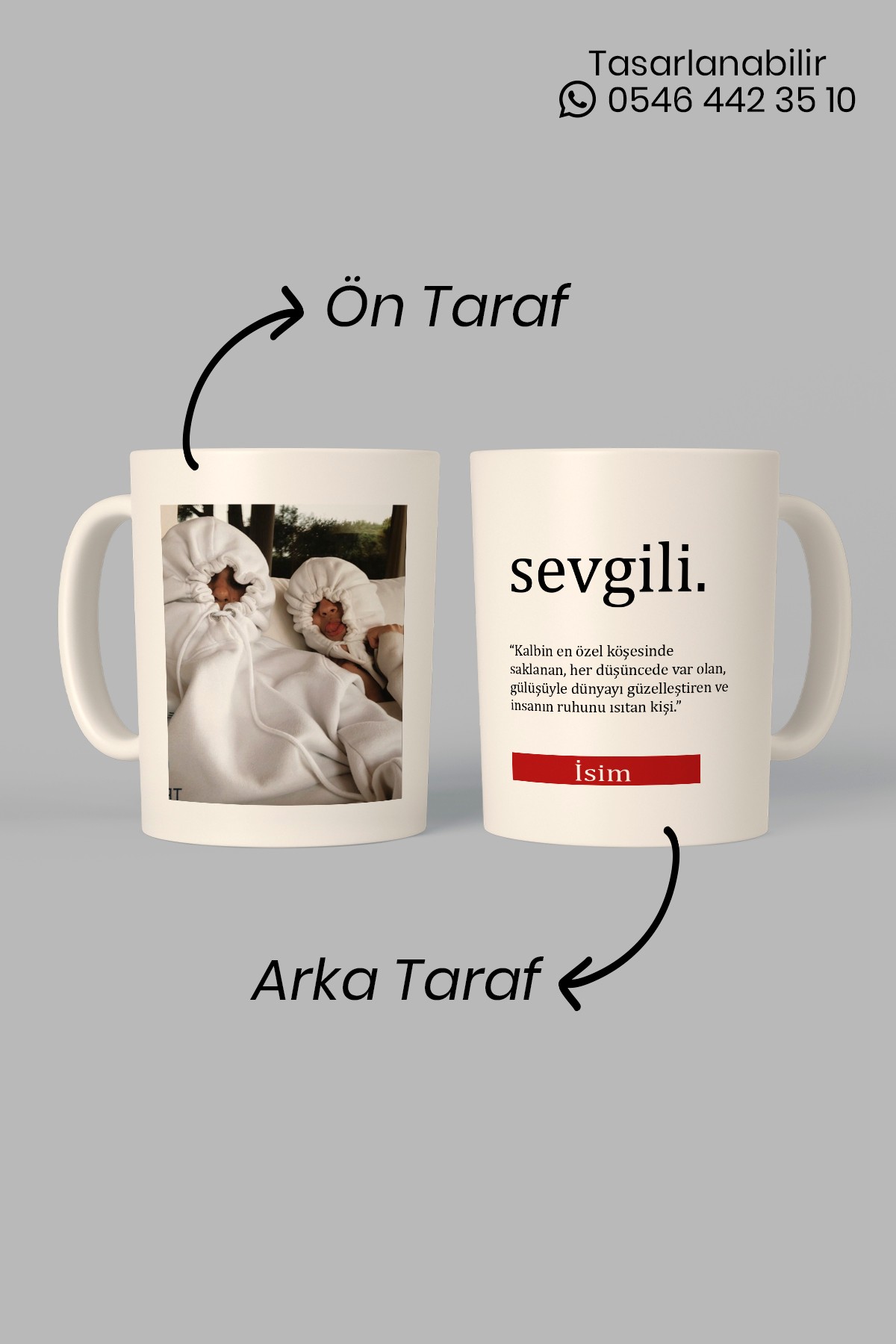 İsime Özel Kişiselleştirilebilir Sevgili Kupa Bardak