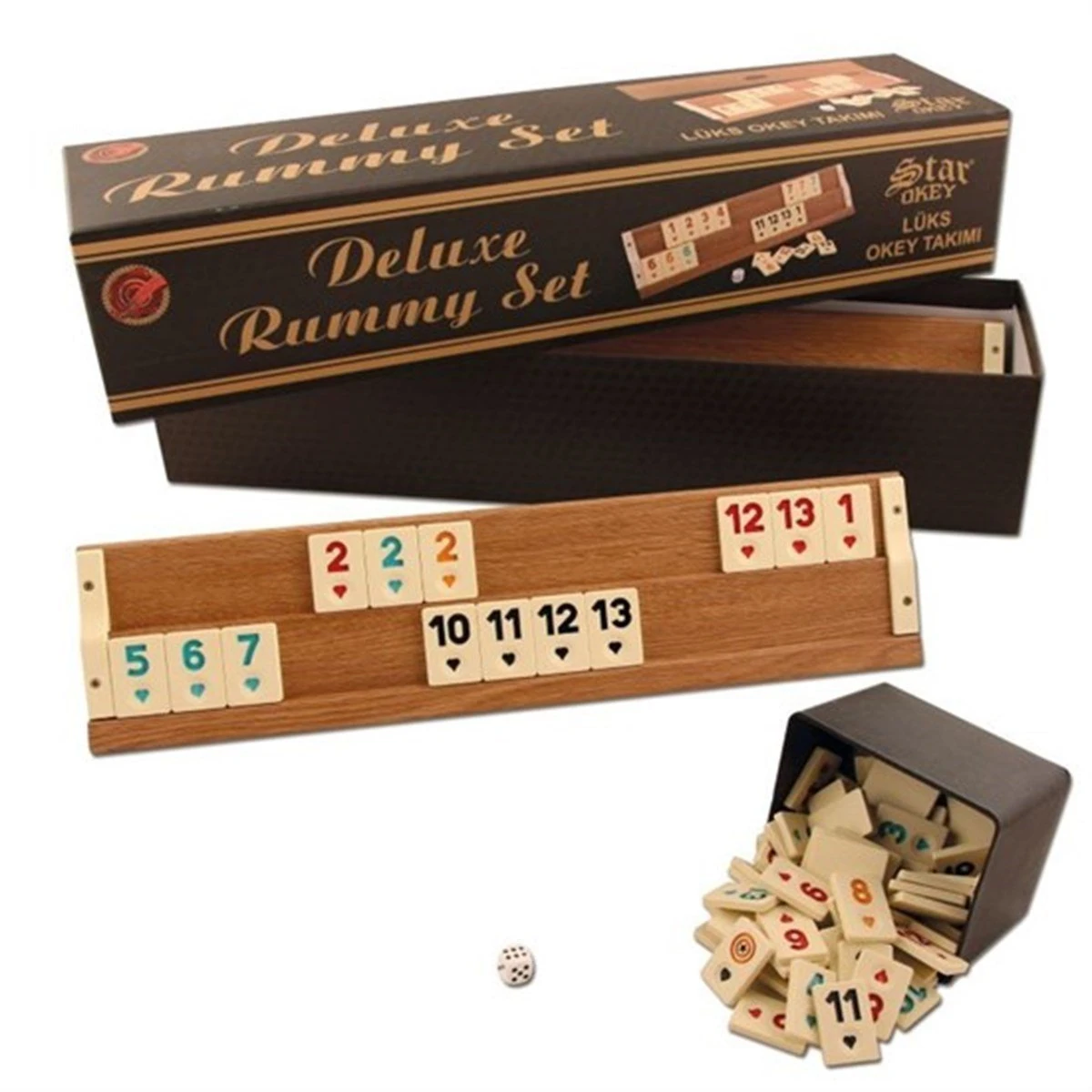 DELUXE AHŞAP OKEY TAKIMI - AÇIK RENK