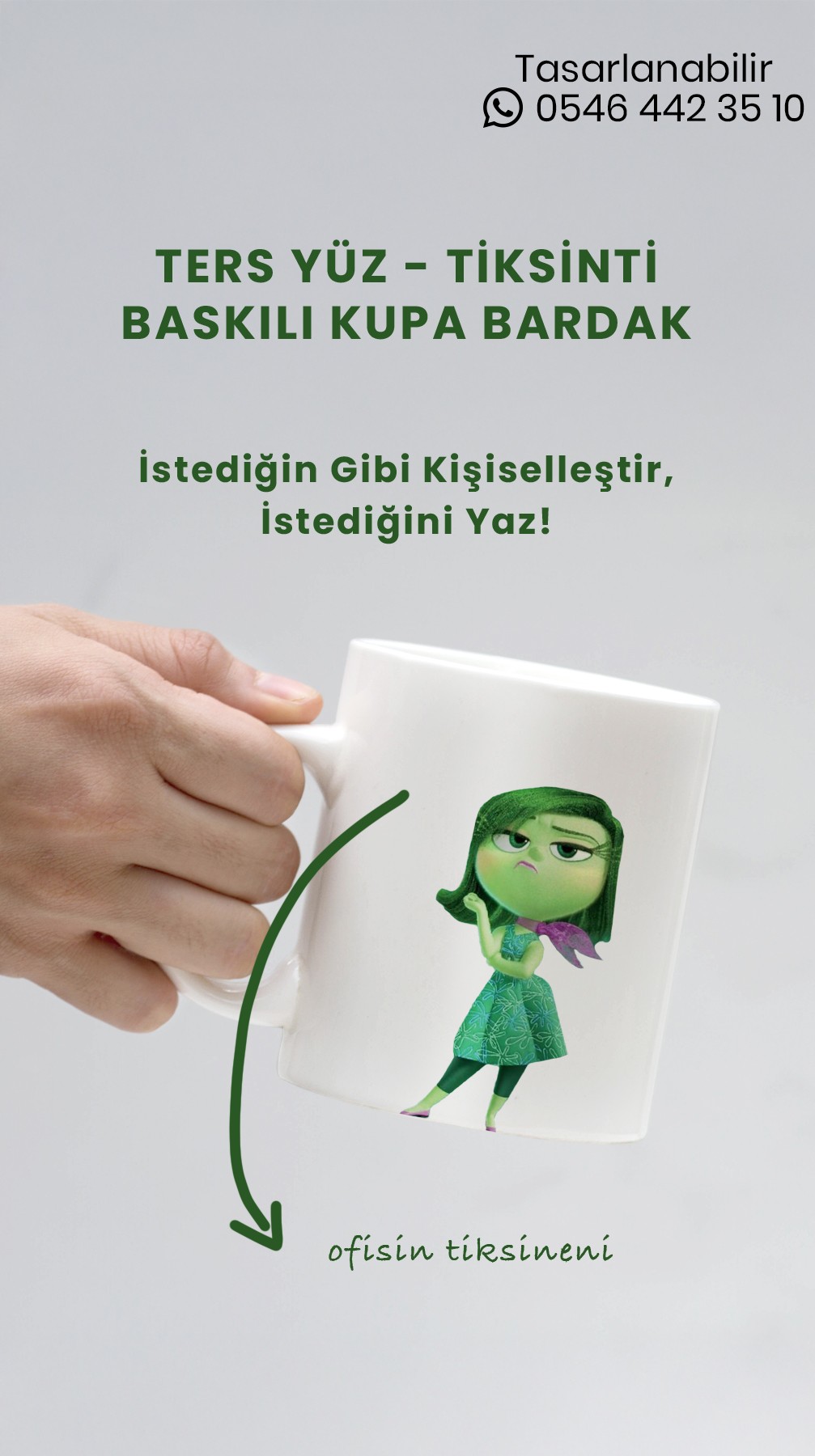 Ters Yüz Tiksinti Baskılı Kupa Bardak