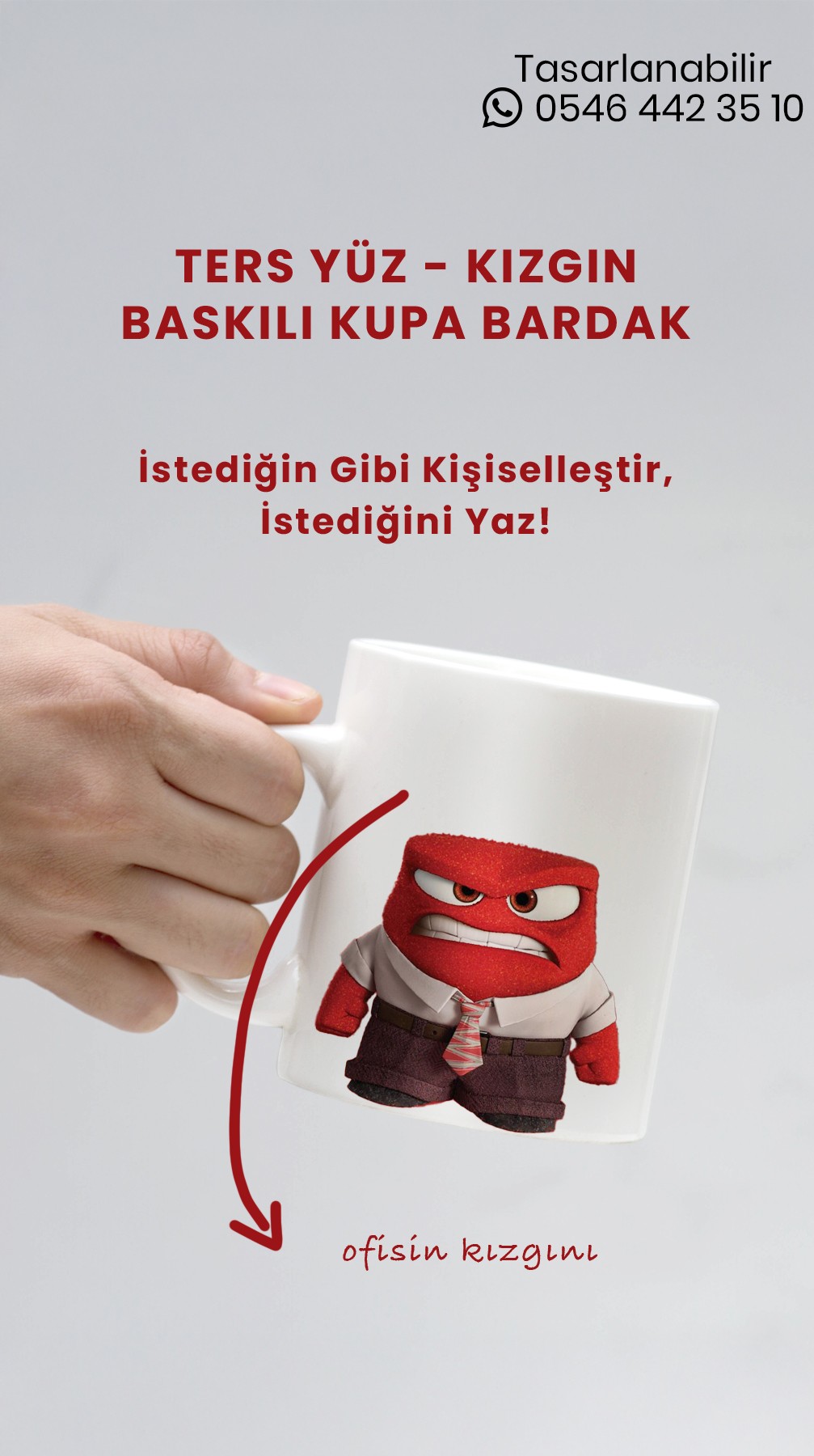 Ters Yüz Kızgın Baskılı Kupa Bardak