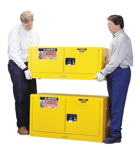Justrite 8917001-64 Litre Piggyback Yanıcılar İçin Manuel Kapanan Emniyetli Dolap