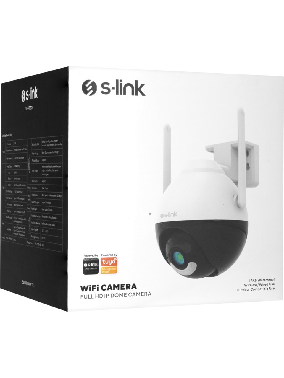 S-LINK SL-PTZ02, Akıllı Güvenlik Kamerası, WiFi, 3Mpix, 3.6mm Lens, 25m. Gece Görüşü, Hareket algılama, İki Yönlü Ses, Micro SD Kartlı, TUYA Yazılım	