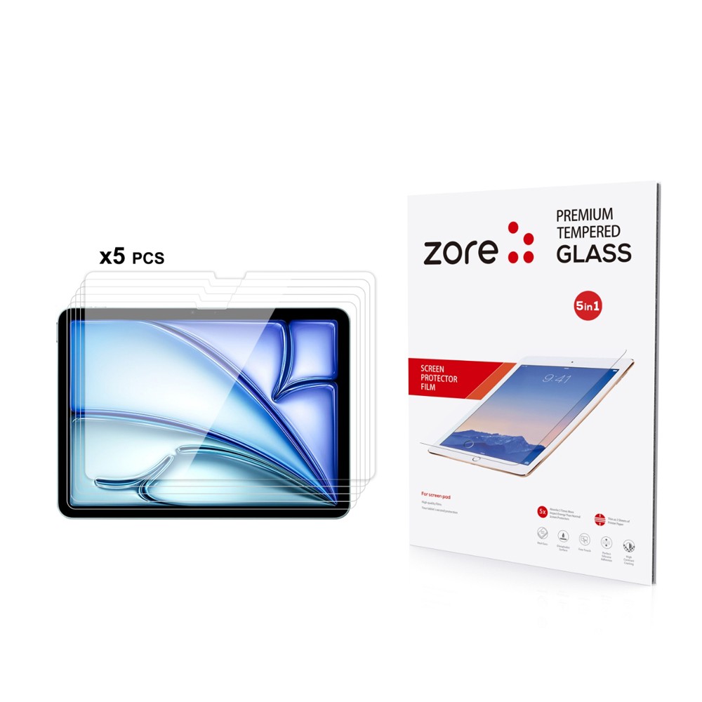 iPad Air 11 2024 Zore 5in1 Tablet Temperli Cam Ekran Koruyucu