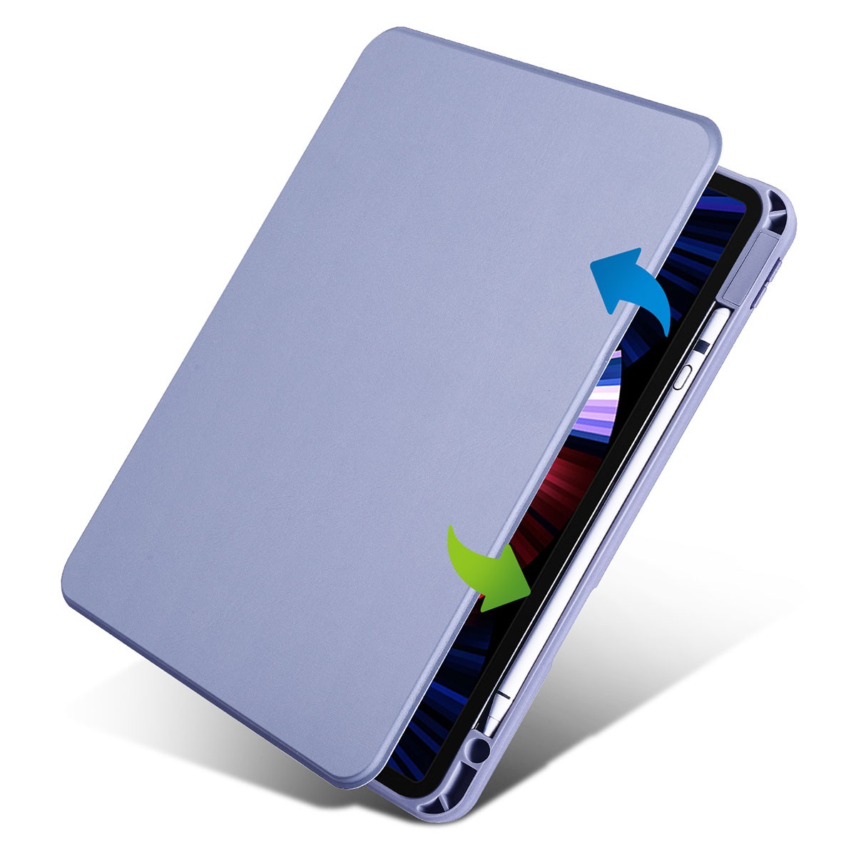 iPad Pro 11 2021 (3.Nesil) Kılıf Zore Termik Kalem Bölmeli Dönebilen Standlı Kılıf