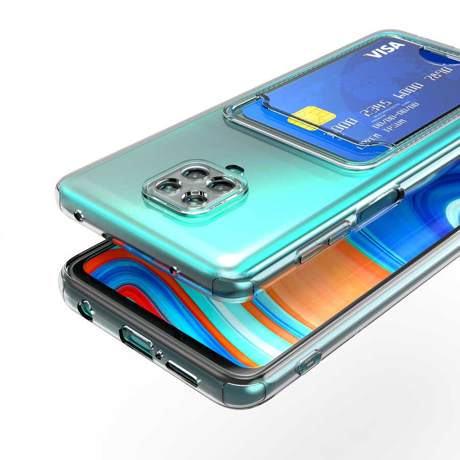 Xiaomi Redmi Note 9 Pro Kılıf Kartlıklı Şeffaf Zore Setra Clear Silikon Kılıf