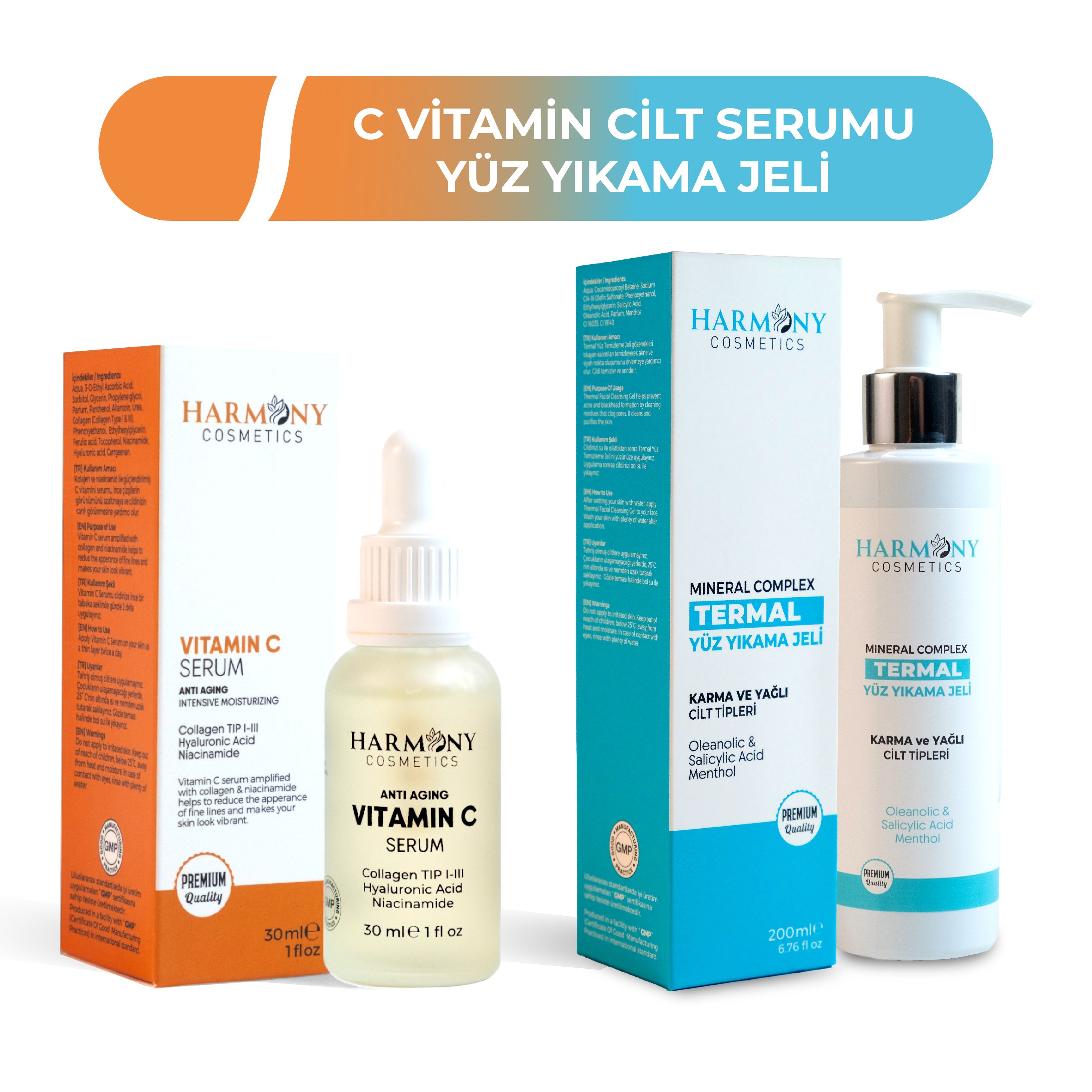 C Vitamin Serum + Termal Yüz Yıkama Jeli 2'li Set