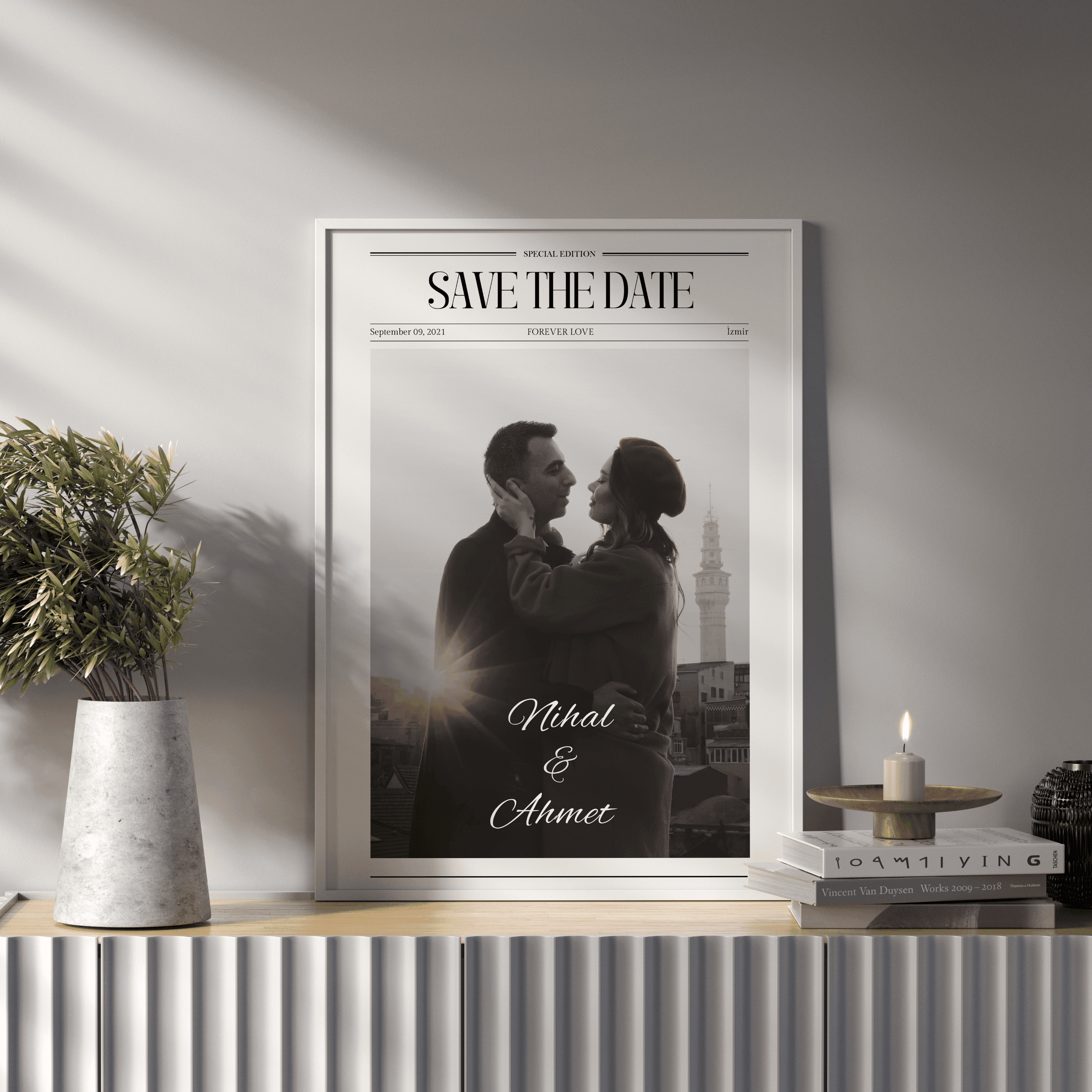 Sevgiliye Özel “SAVE THE DATE” Çerçeveli Tablo