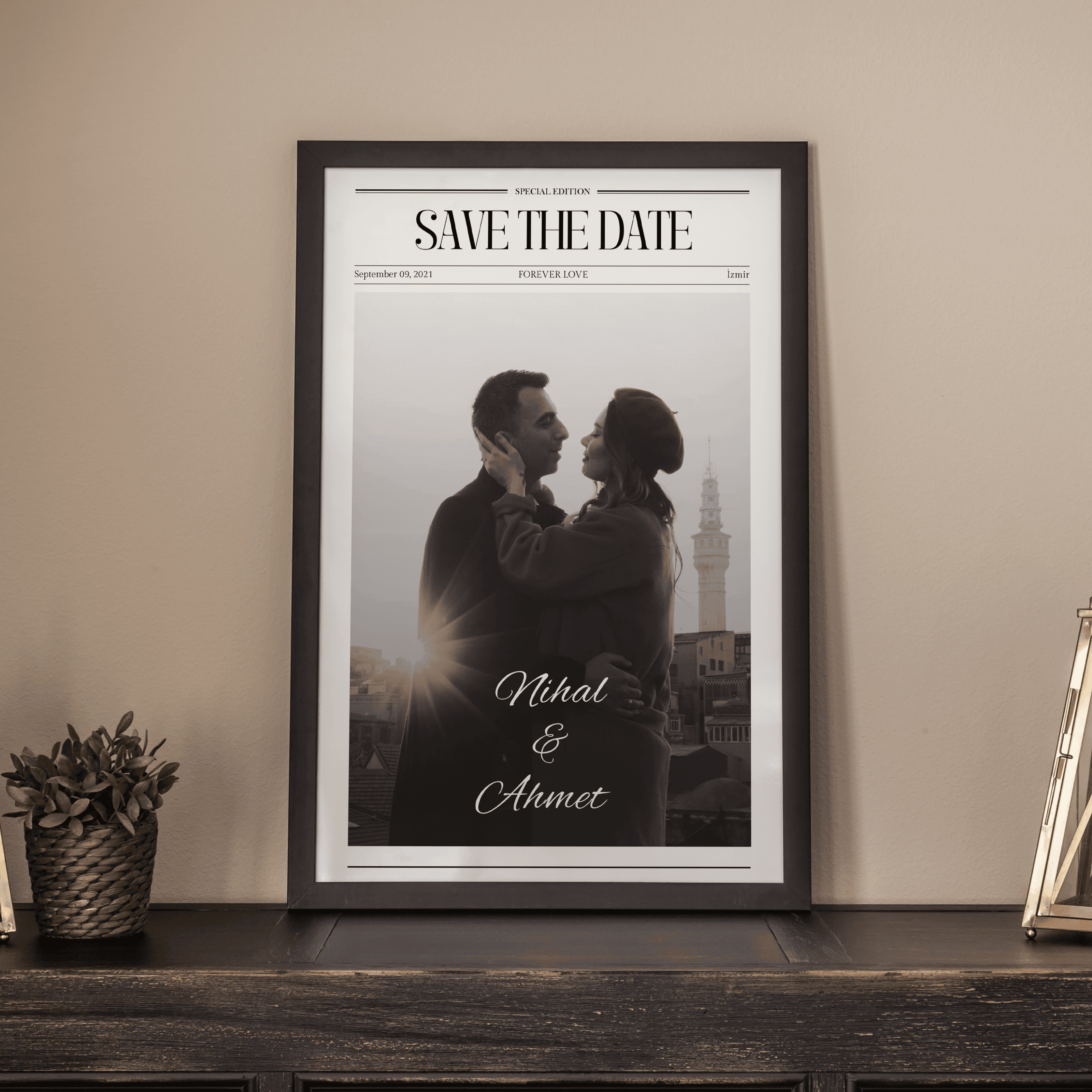Sevgiliye Özel “SAVE THE DATE” Çerçeveli Tablo