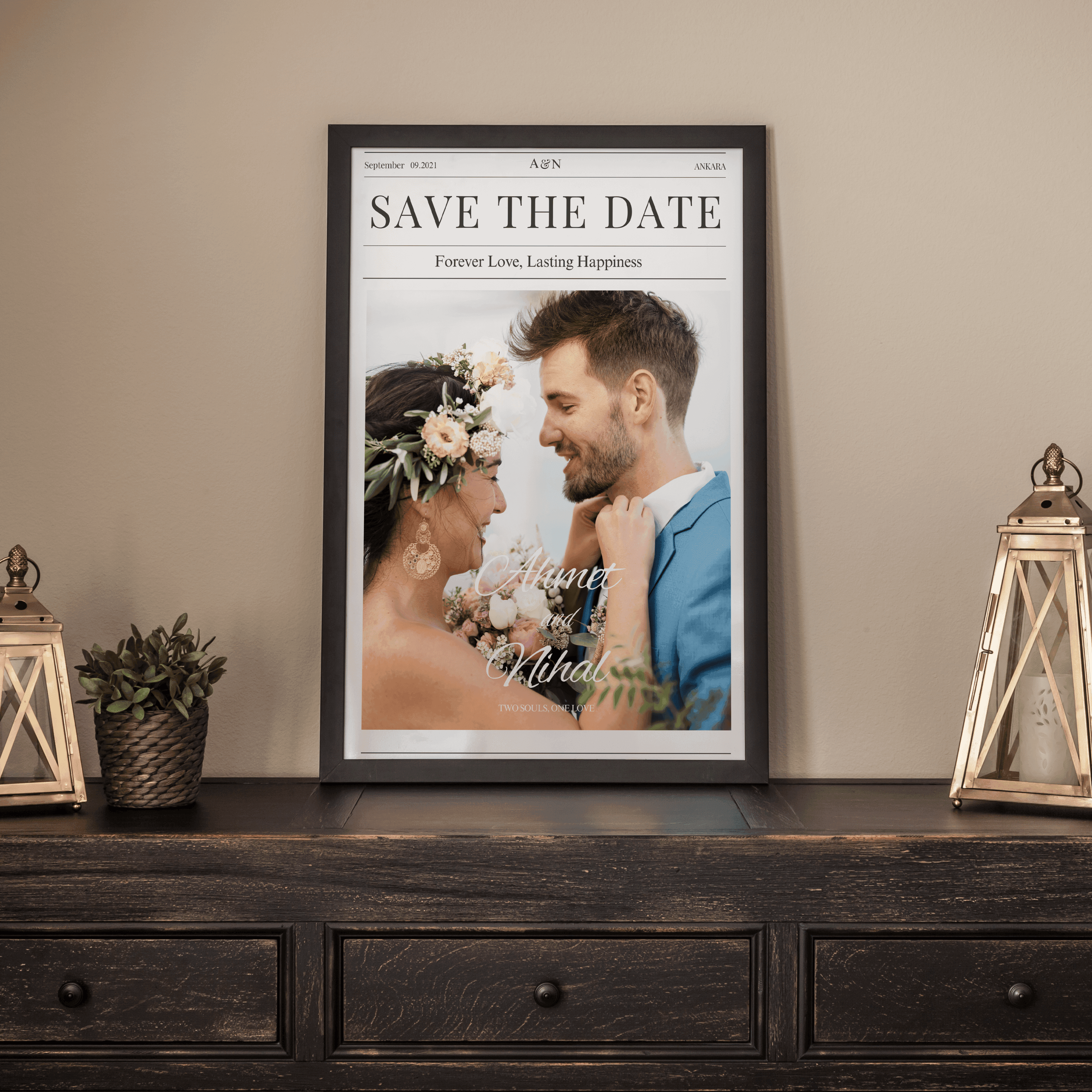 Sonsuz Aşk Çerçeveli “Save The Date” Tablosu