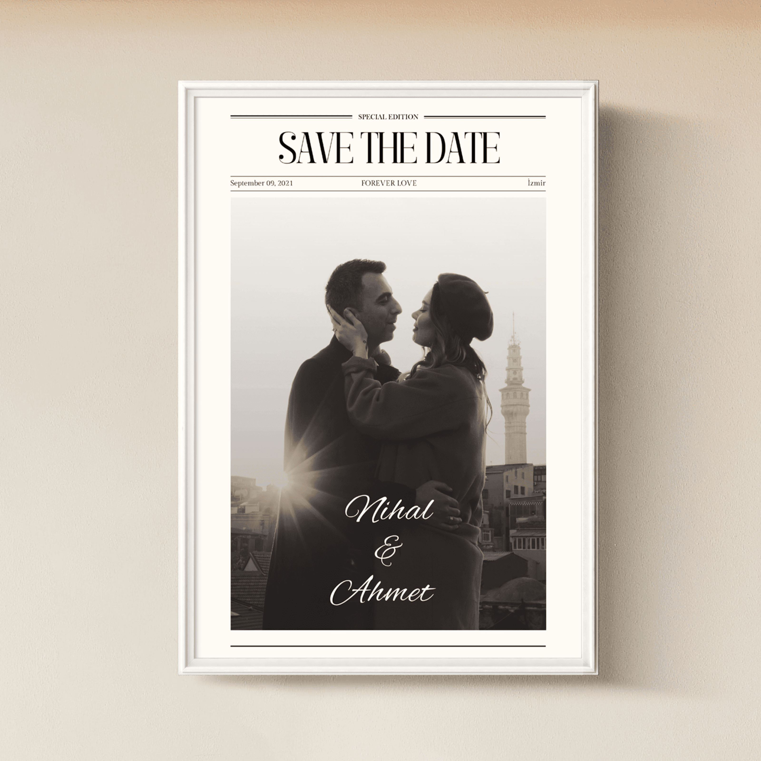 Sevgiliye Özel “SAVE THE DATE” Çerçeveli Tablo