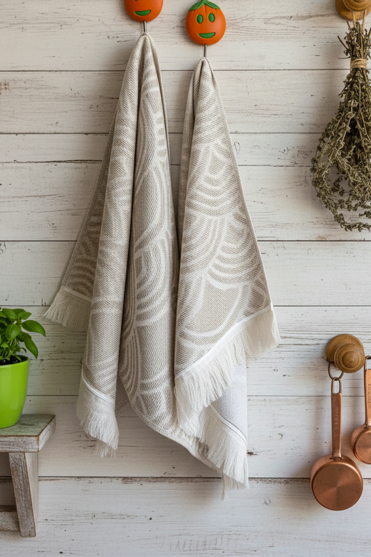 veyra 2'li Set Banyo Mutfak Havlu Seti 40x70 cm-%100 Pamuk El Havlusu - Bej