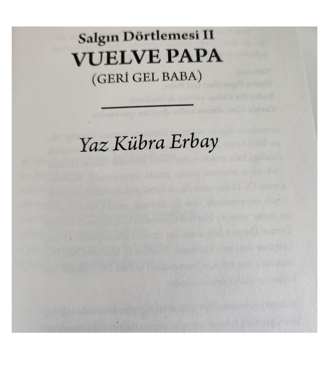 VUELVE PAPA / SALGIN DÖRTLEMESİ -II- / YAZ KÜBRA ERBAY