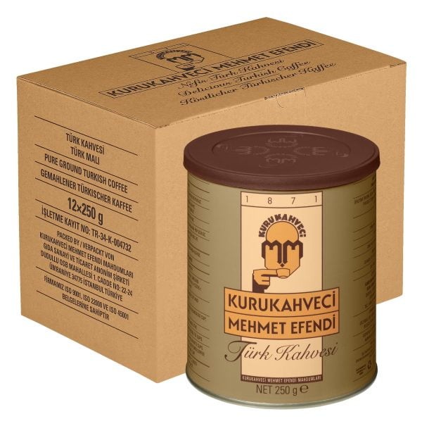 	 Kurukahveci Mehmet Efendi Türk Kahvesi 250 gr Teneke Kutu x 12
