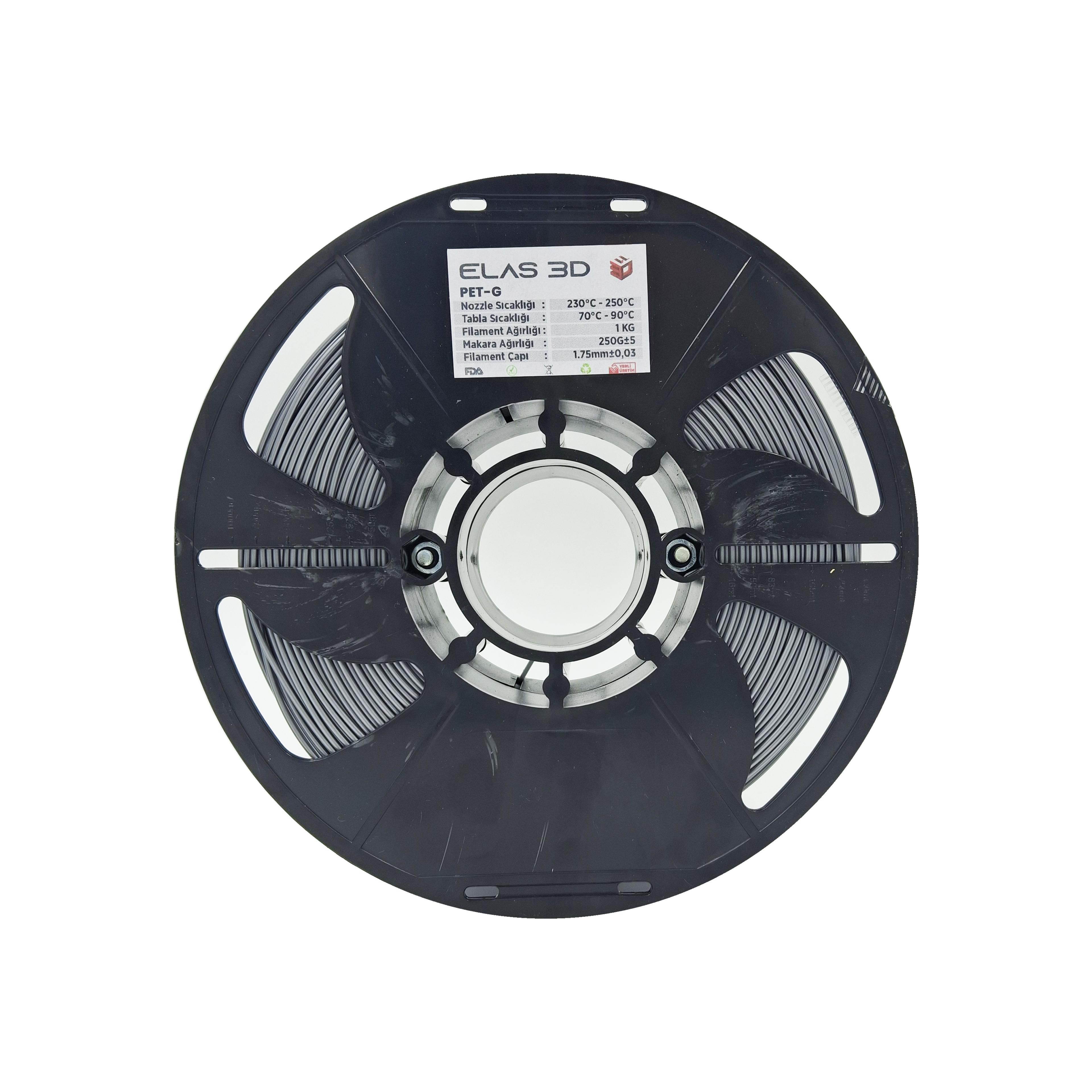Elas 1.75mm Gümüş Gri PET-G Makaralı Filament 1Kg