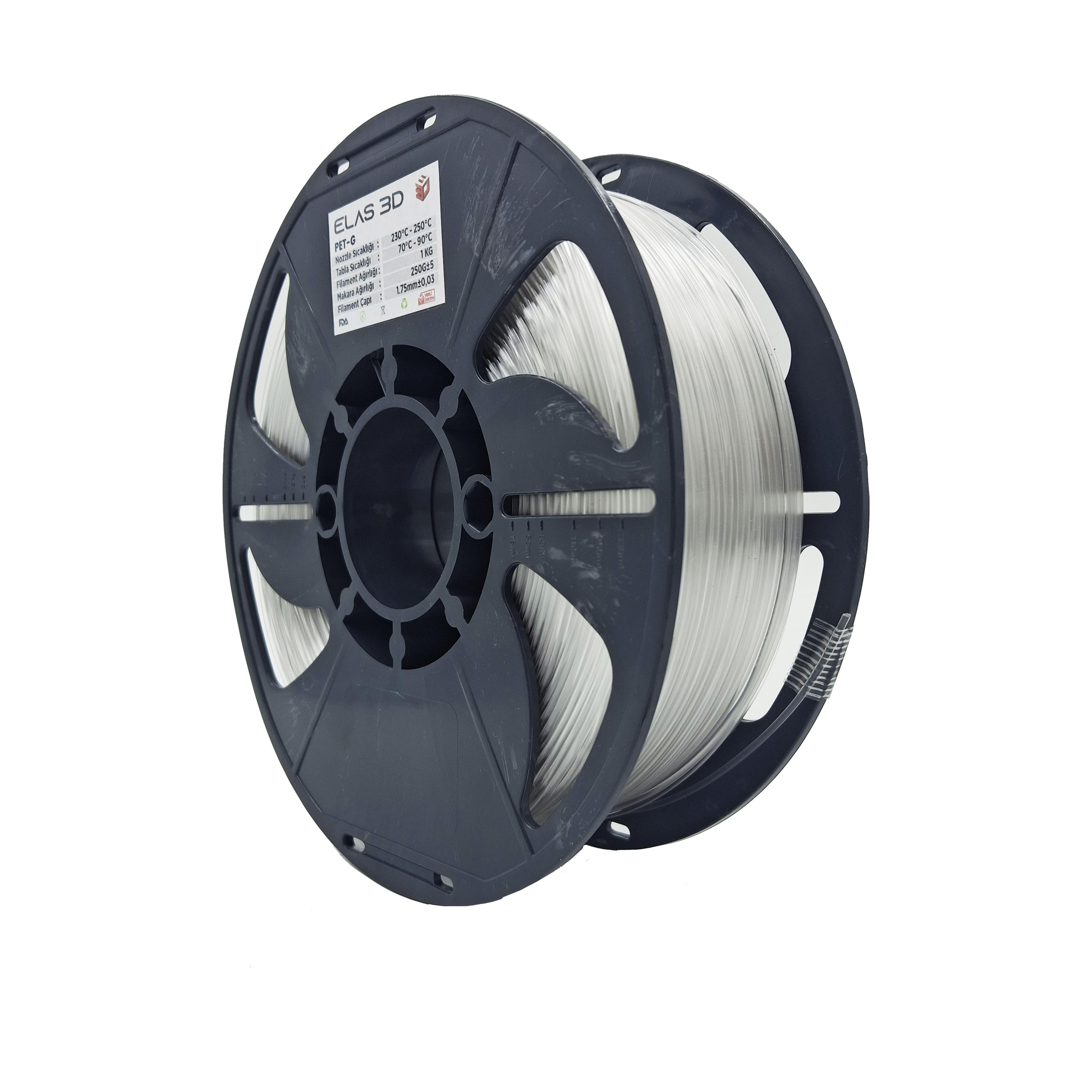 Elas 1.75mm Şeffaf PET-G Makaralı Filament 1Kg
