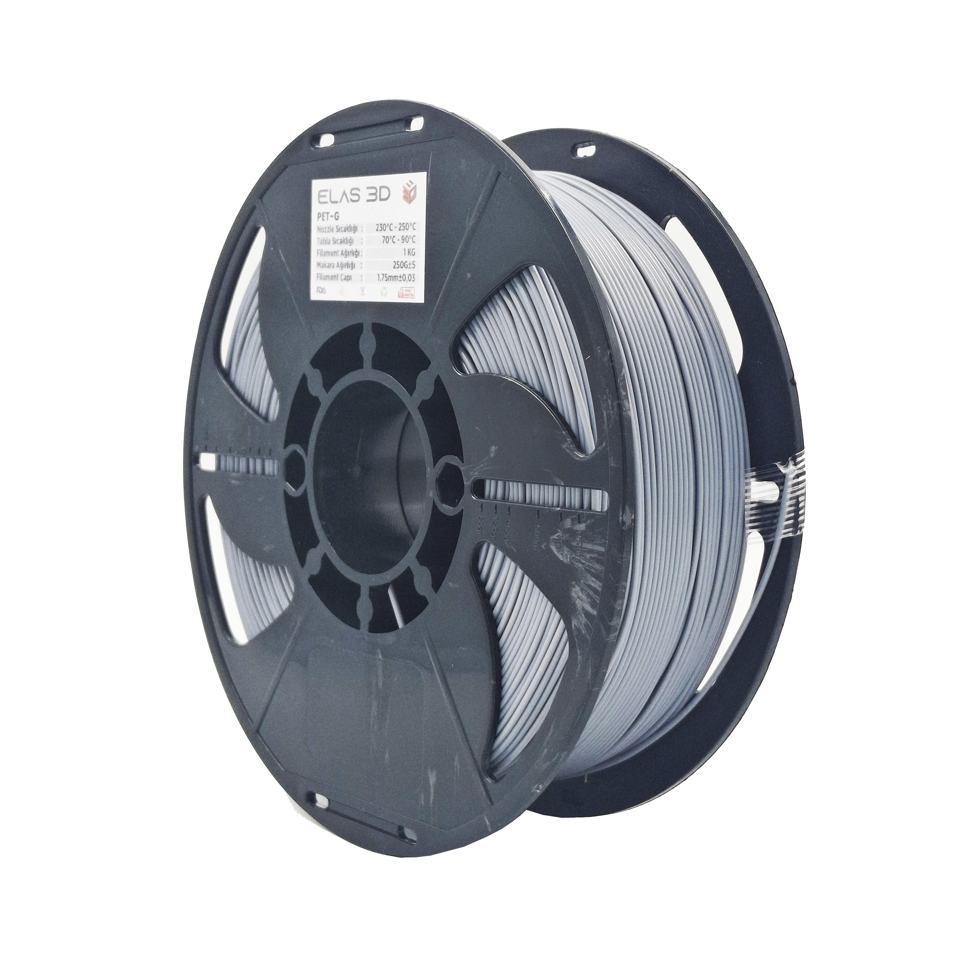 Elas 1.75mm Gri PET-G Makaralı Filament 1Kg