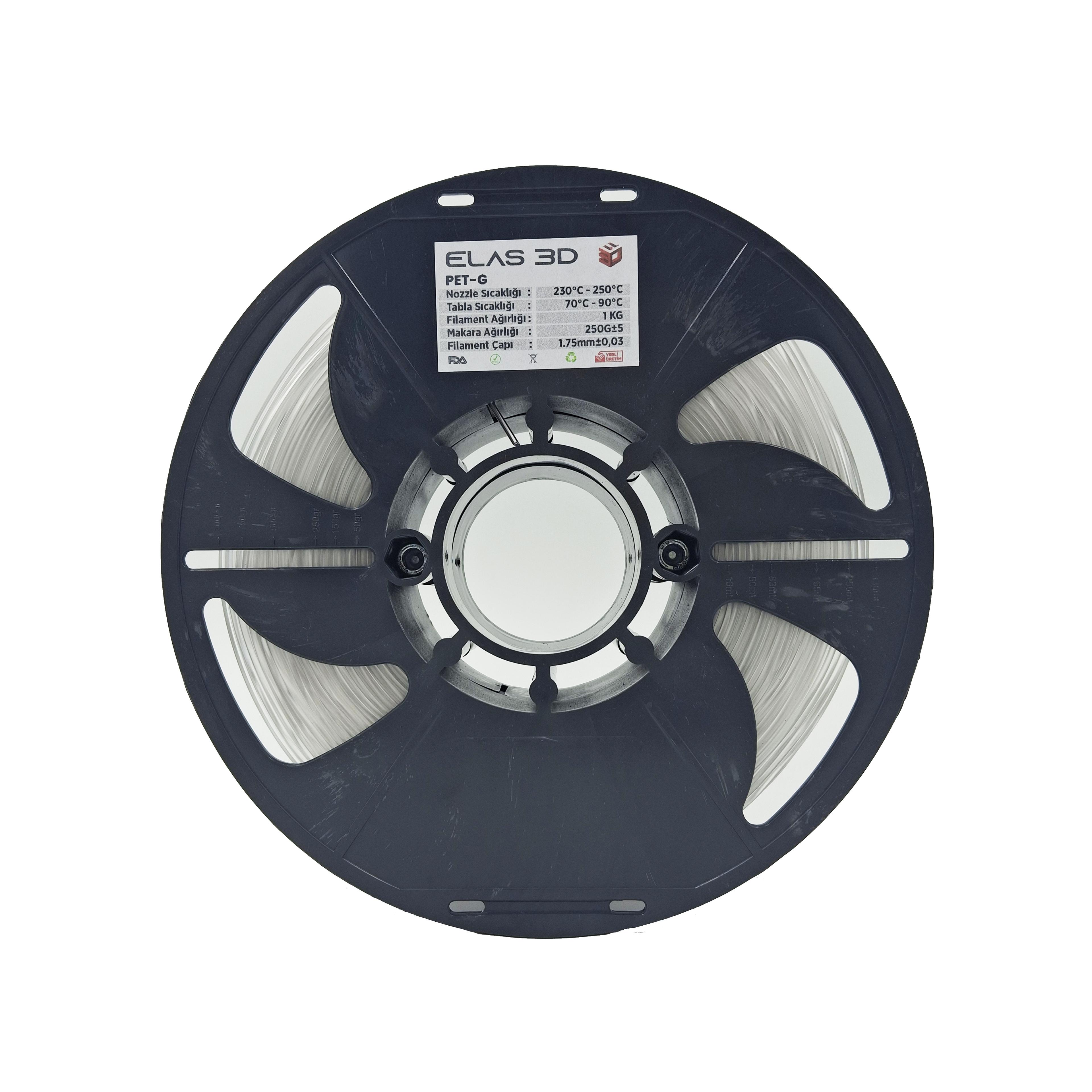 Elas 1.75mm Şeffaf PET-G Makaralı Filament 1Kg
