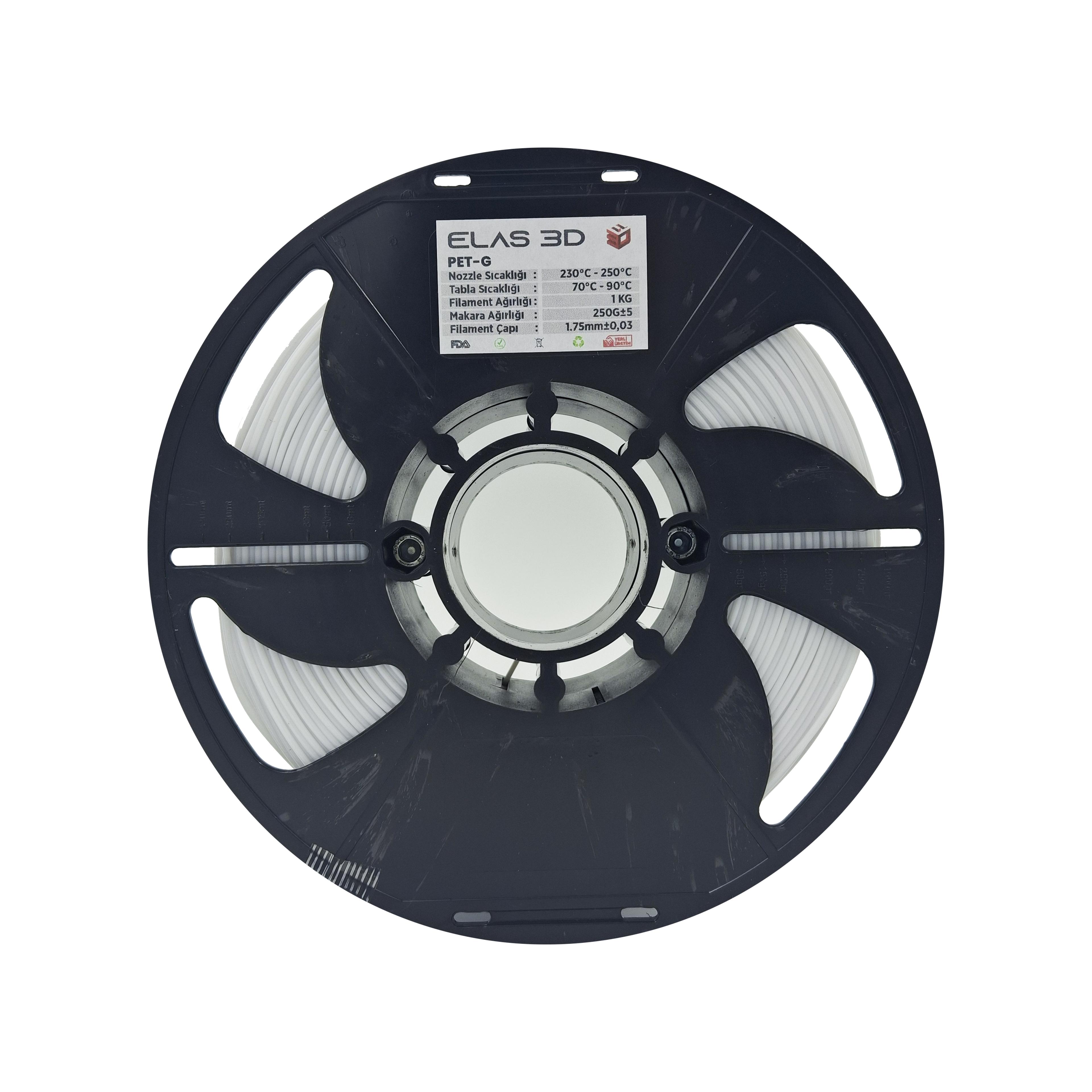 Elas 1.75mm  Beyaz  Pet-G Filament 1KG