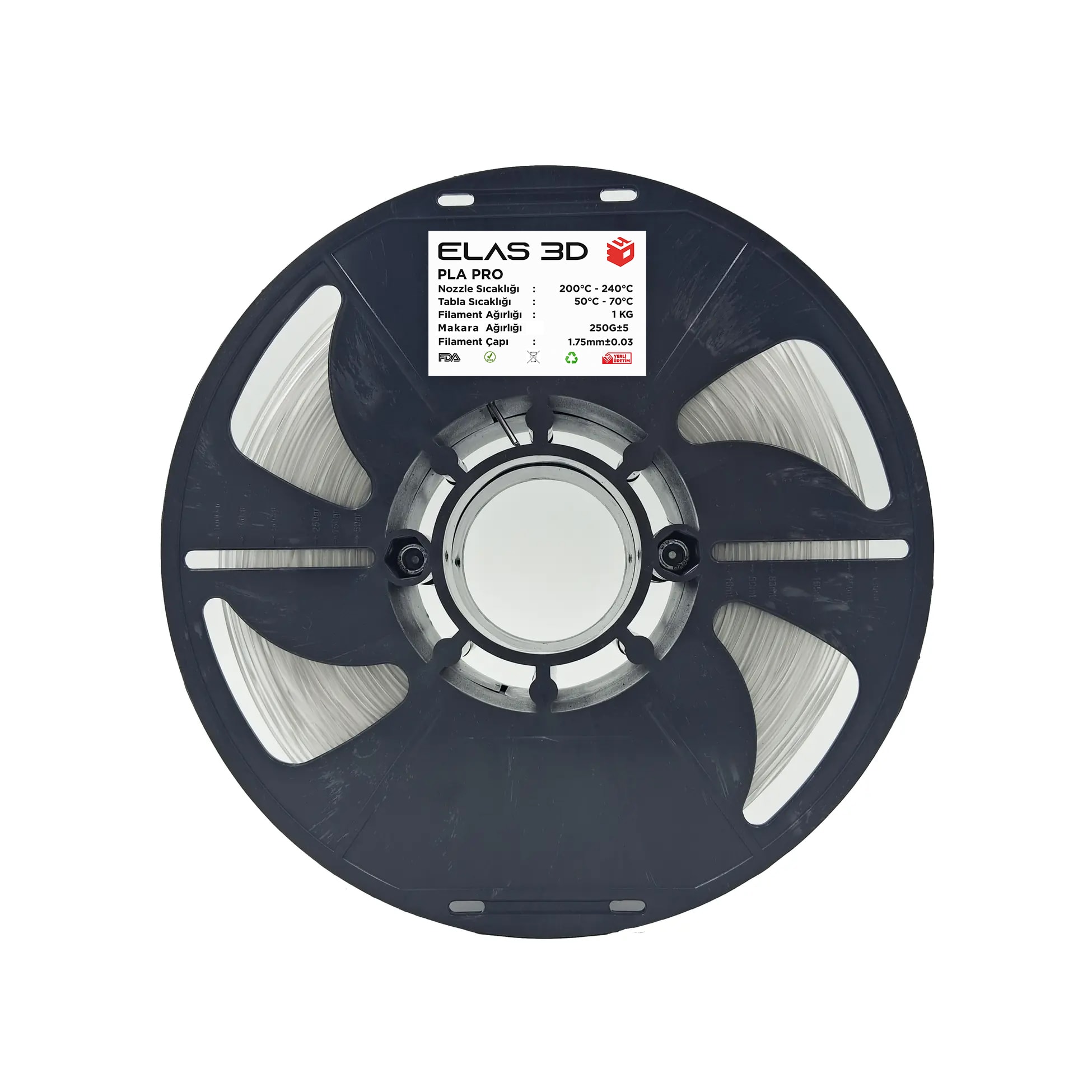 Elas 1.75mm Şeffaf PLA PRO Filament 1kg