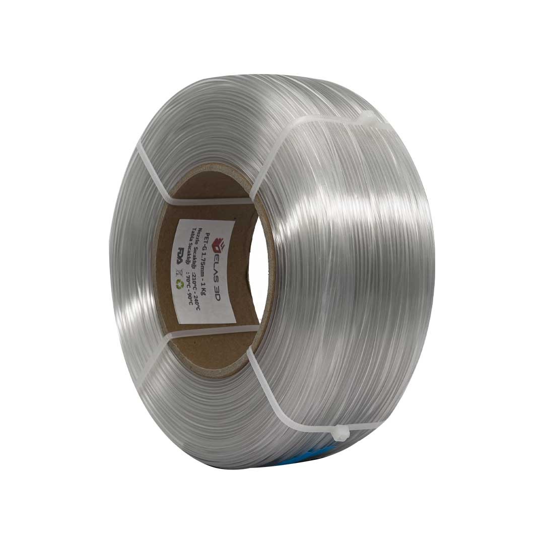 Elas 1.75mm Şeffaf Pet-G Makarasız Filament 1KG