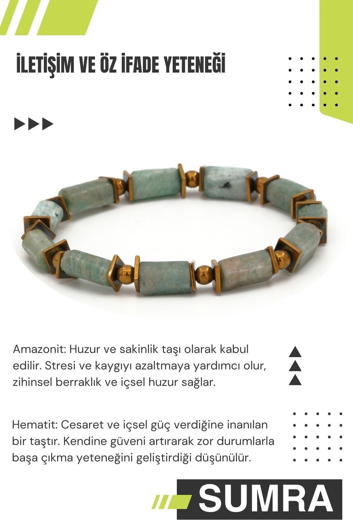Amazonit Hematit Doğal Taş Bileklik SM-B-0029