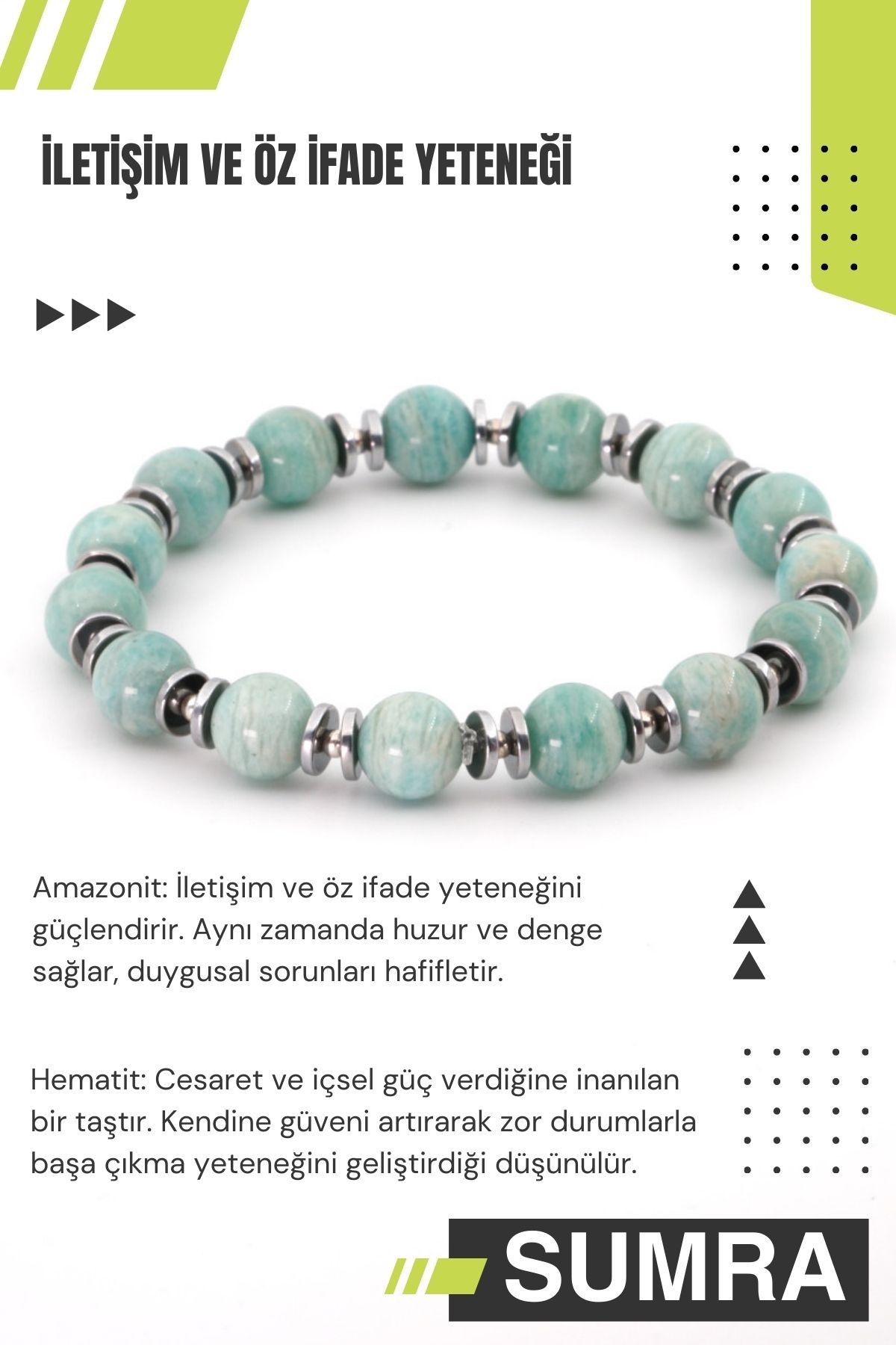 Amazonit ve Hematit Doğal Taş Bileklik SM-B-0147