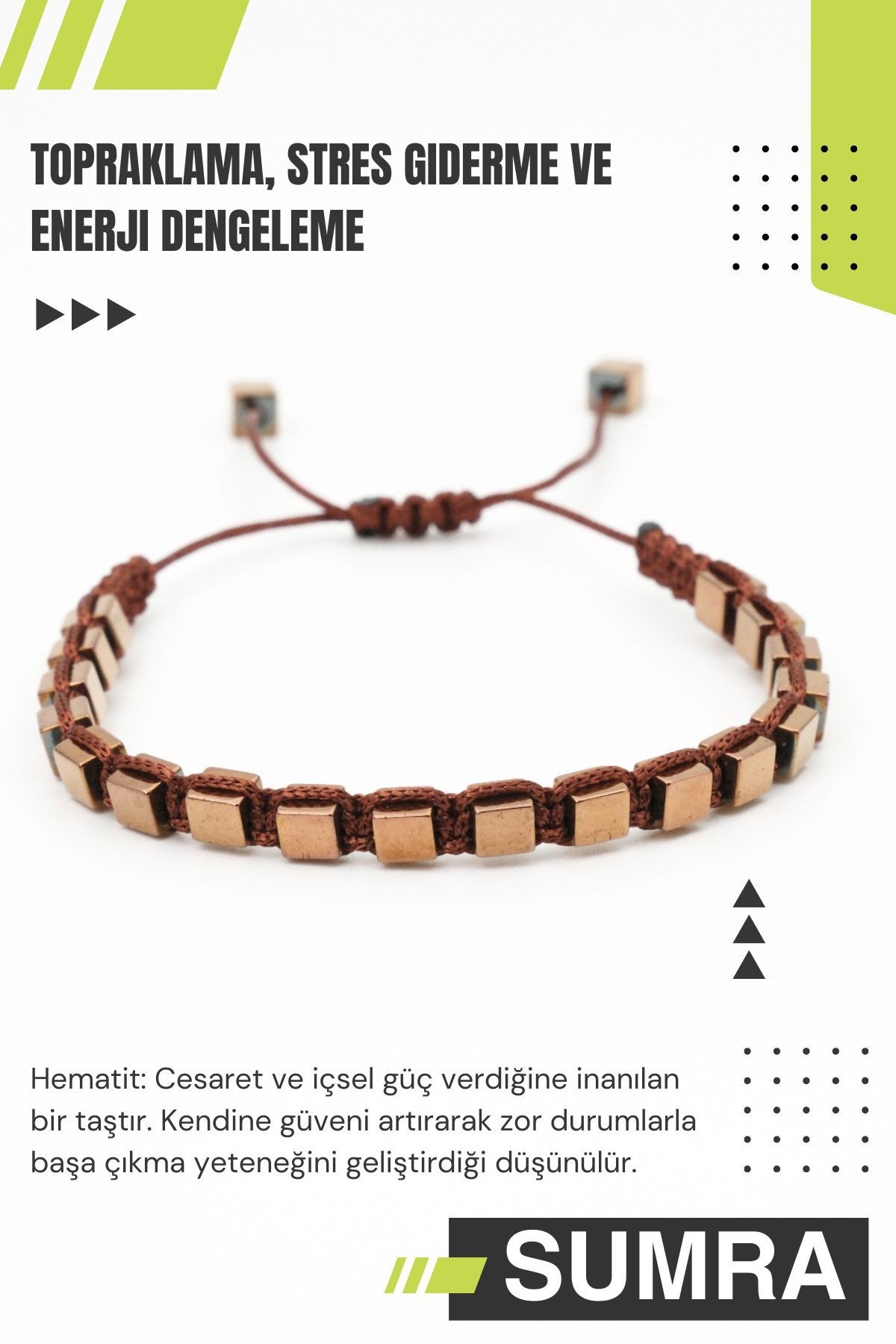 Hematit Macrome Doğal Taş Bileklik SM-B-0310