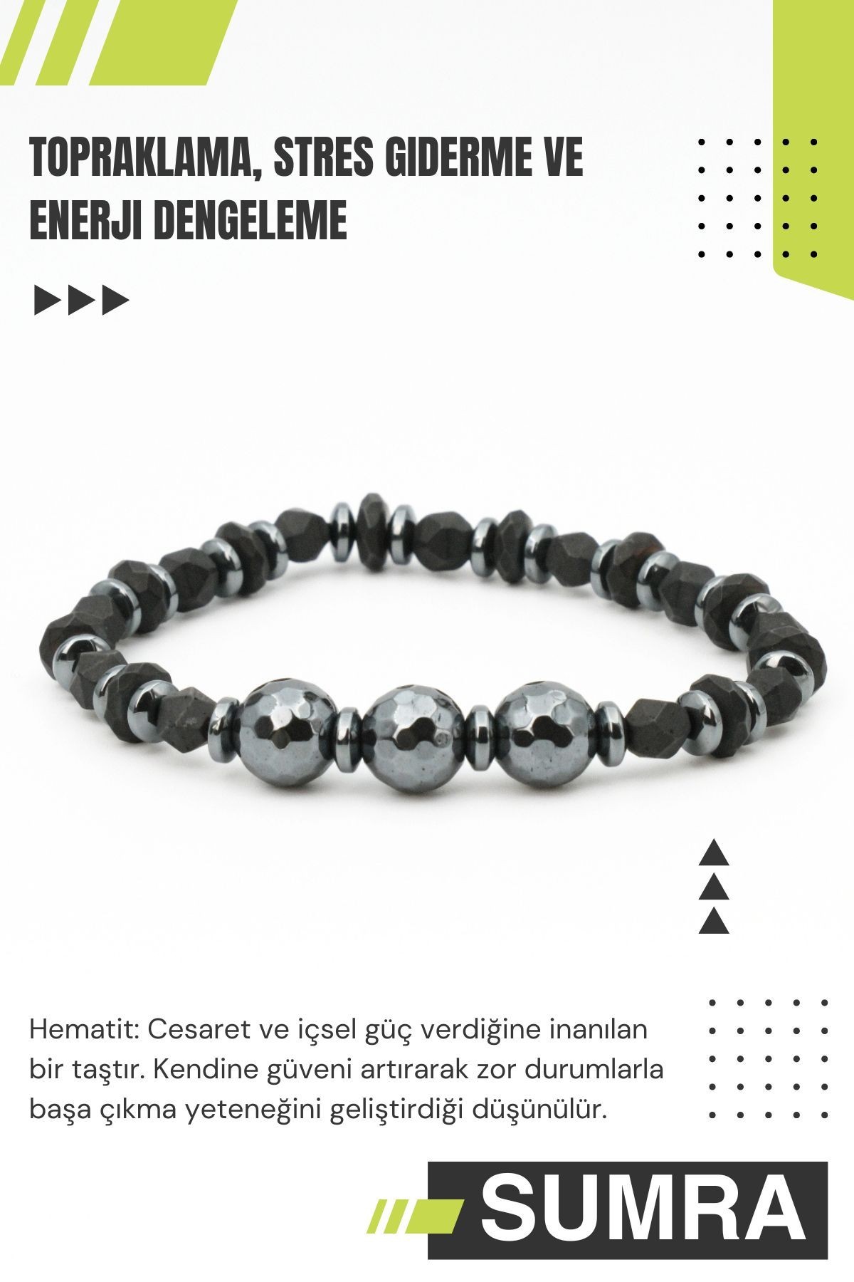 Hematit Doğal Taş Bileklik SM-B-0309