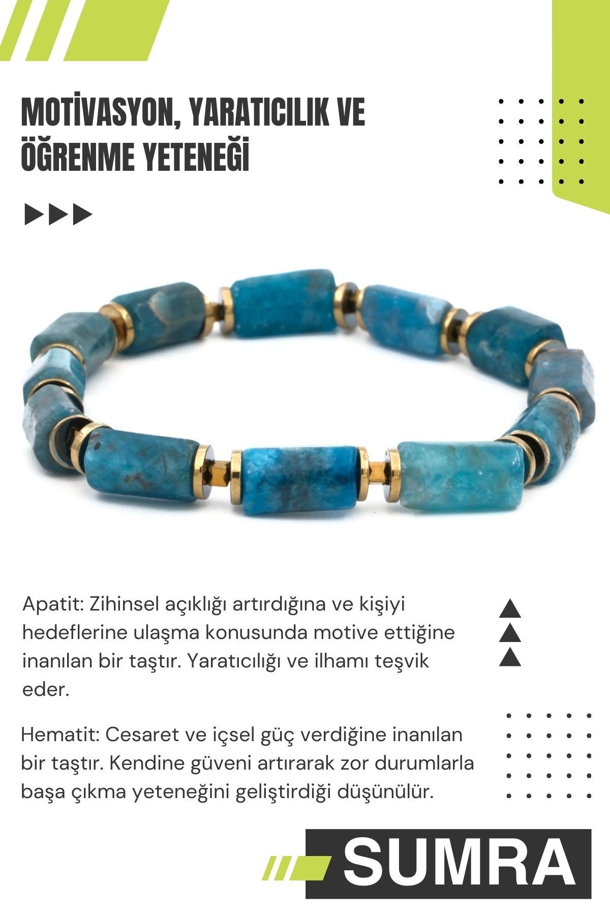 Apatit Hematit Doğal Taş Bileklik SM-B-0053