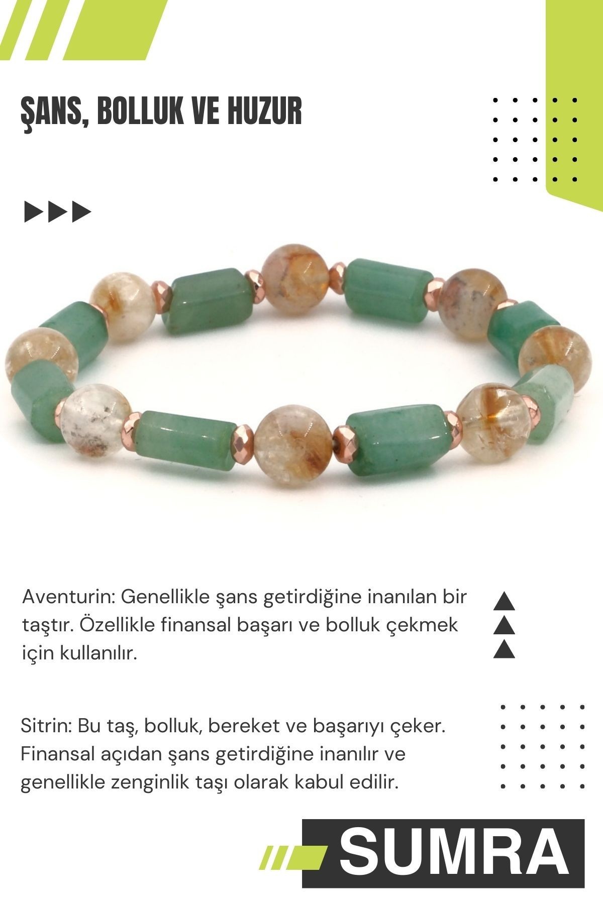 Aventurin ve Küre Sitrin Doğal Taş Bileklik SM-B-0002