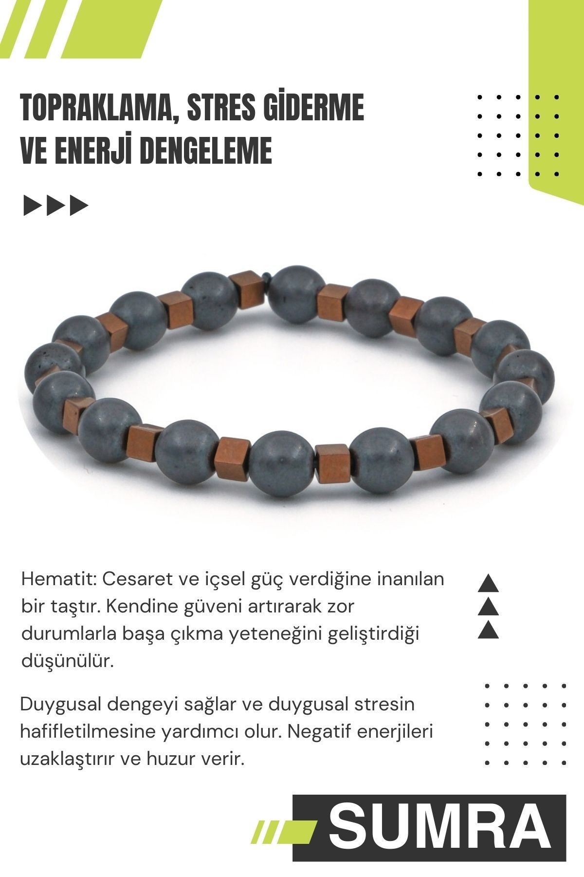 Hematit Doğal Taş Bileklik SM-B-0036